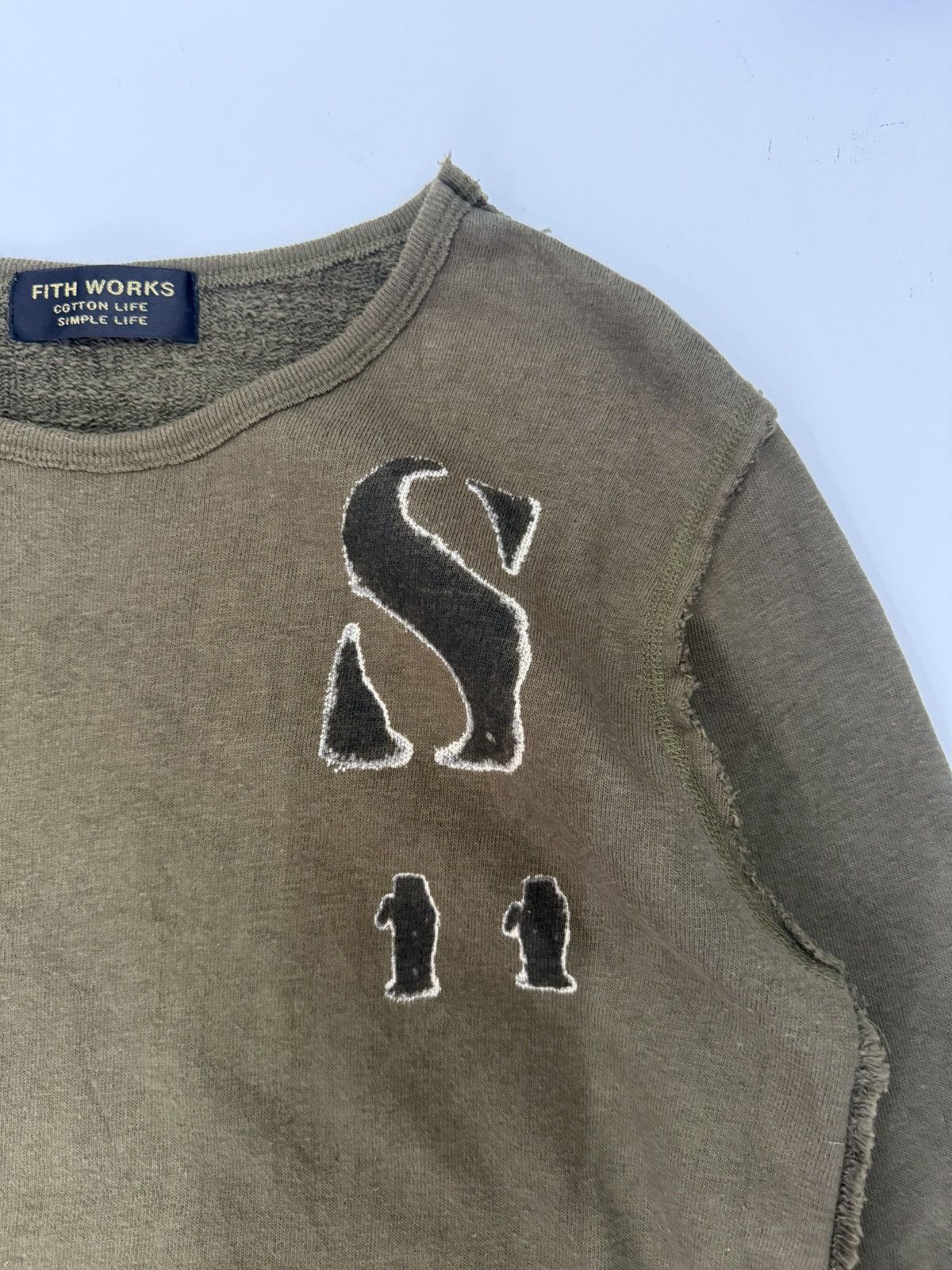 Japanese Brand ⚡️FITH WORKS Olive Raw Edge Sweat Japanese American Military Size US XS / EU 42 / 0 - 5 Thumbnail