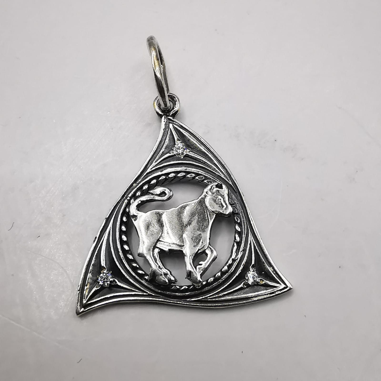 Sterling Silver Vintage Elegant Pendant "Taurus" made of 925 silver 1.86g Size ONE SIZE - 1 Thumbnail