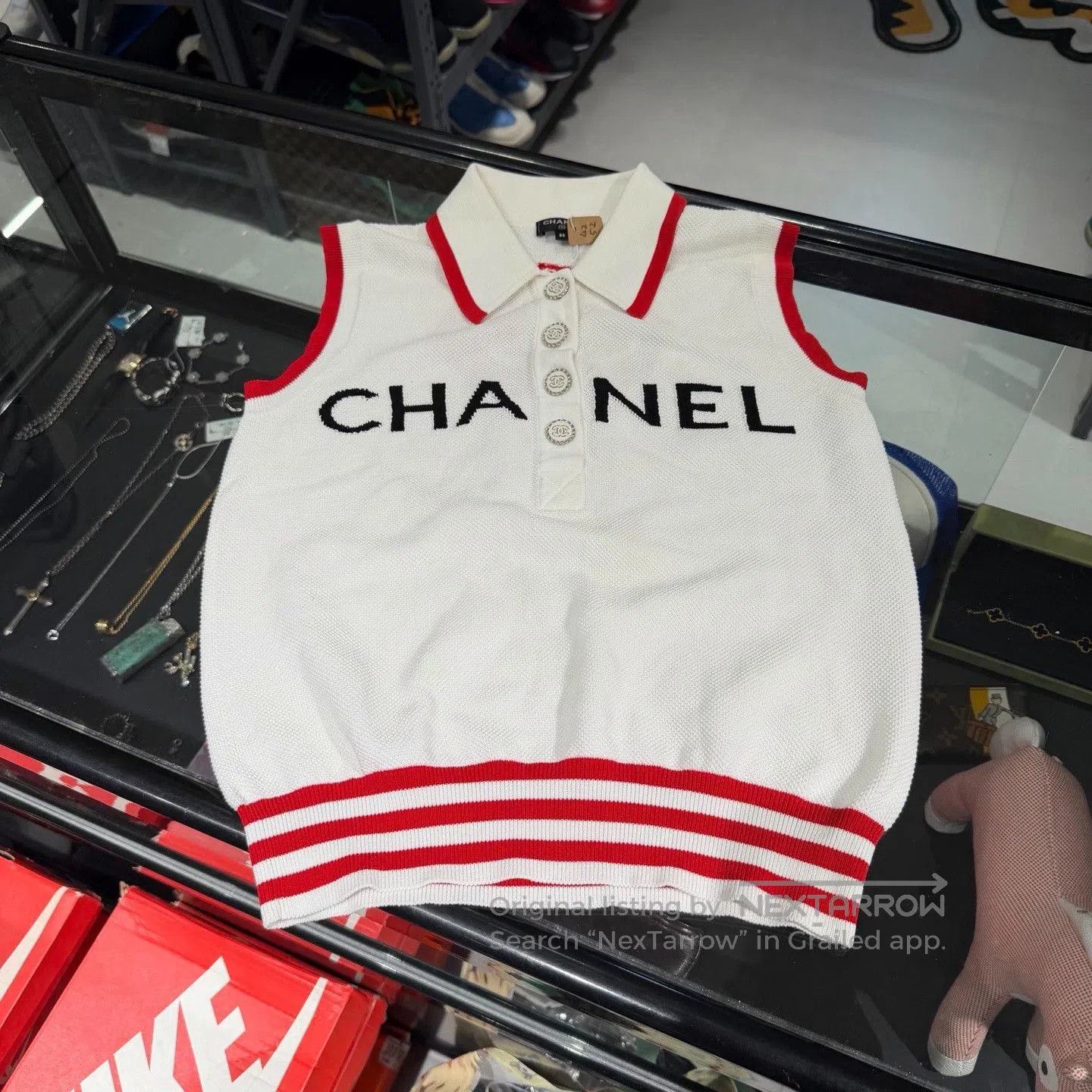 Chanel Chanel Beach Collection Red White Knit Polo. Size XS / US 0-2 / IT 36-38 - 7 Thumbnail
