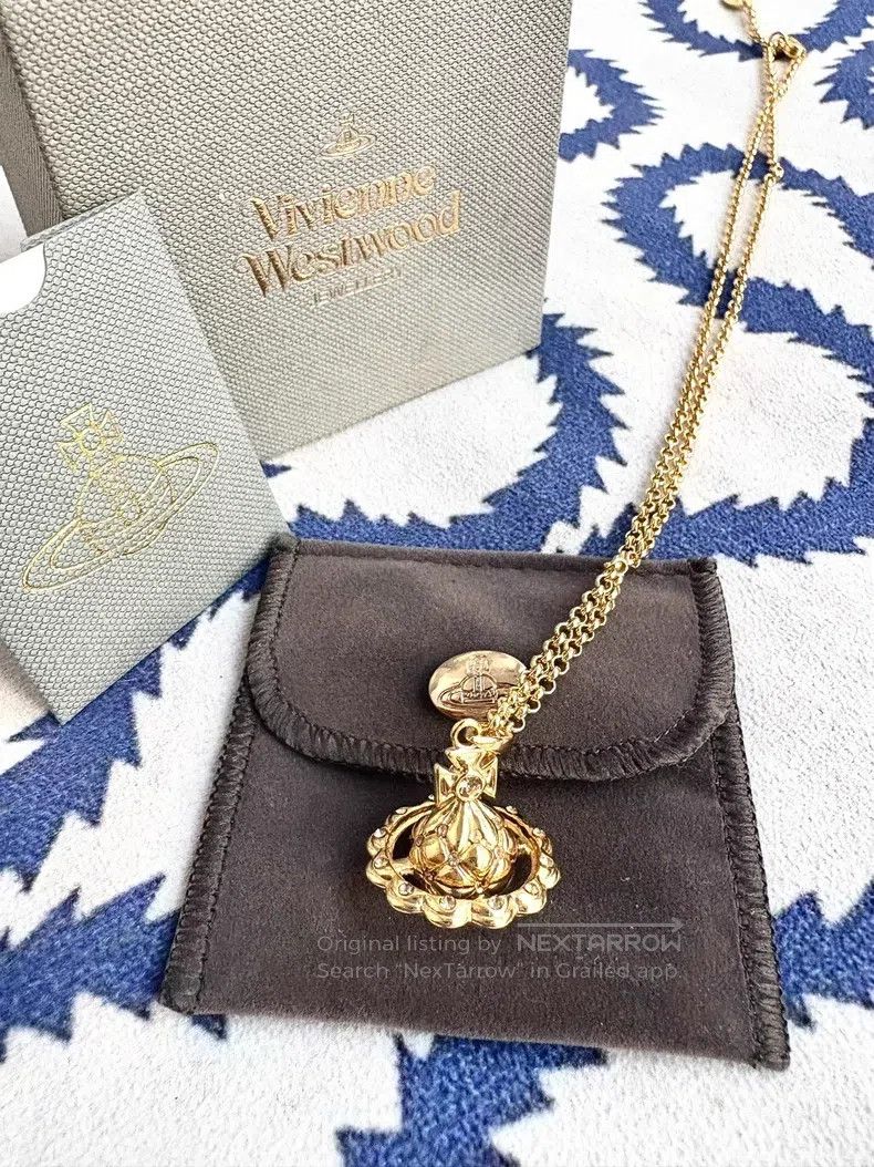 Vivienne Westwood Golden diamond-patterned Orb Saturn plan