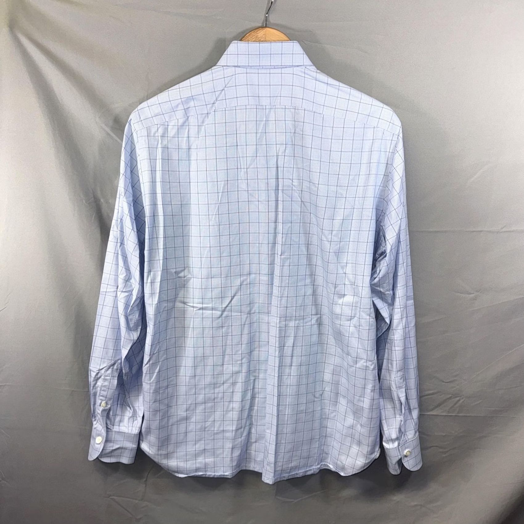 Vintage Rue de Jardin St. Martin Shirt Mens Large Blue Plaid Check Dress Long Sleeve Size 42R - 2 Thumbnail