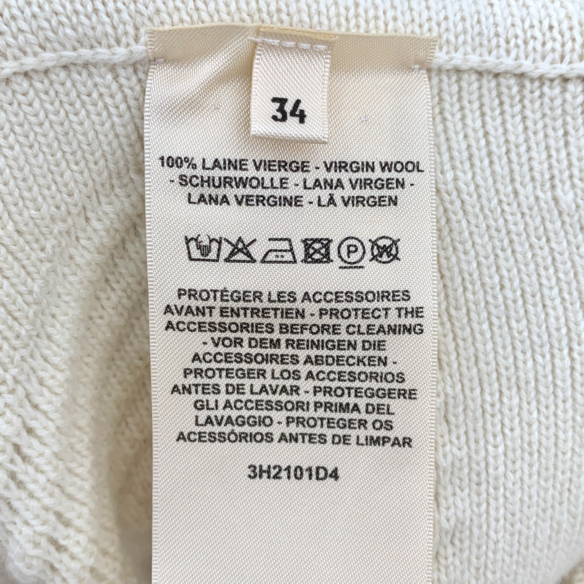 Hermes Hermès Cream Virgin Wool Zipper Knit Coat - Diamond Patterne Size XXS / US 00 / IT 34 - 5 Thumbnail