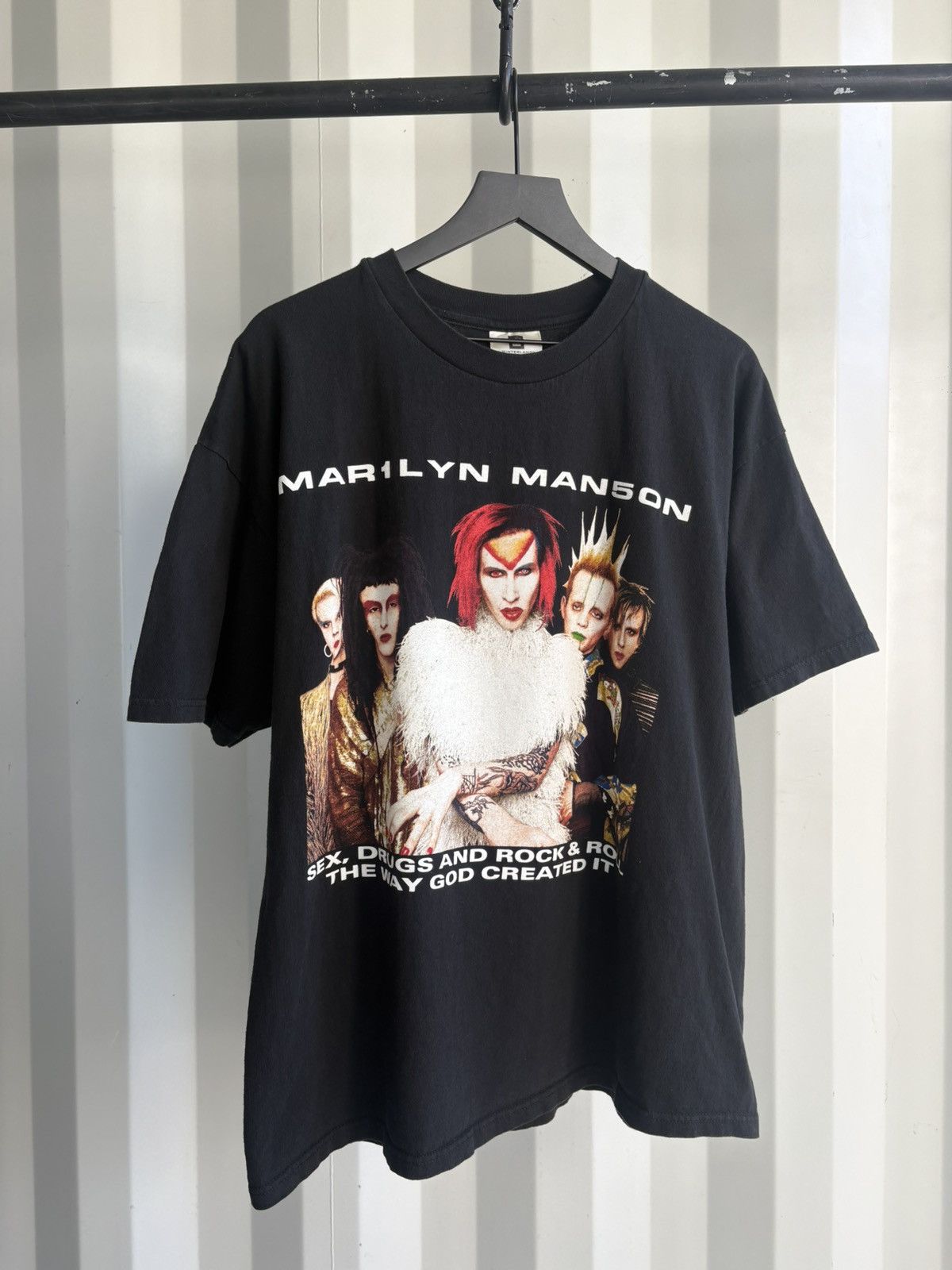 Band Tees Vintage Marilyn Manson Sex Drugs Shirt Faded GRUNGE Size US XL / EU 56 / 4 - 1 Thumbnail