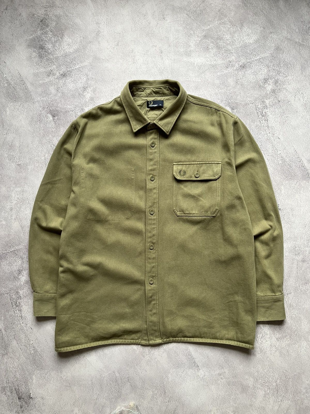 Fred Perry Fred Perry Twill Overshirt Warm Stone Khaki Mens XXL Size US XXL / EU 58 / 5 - 1 Thumbnail