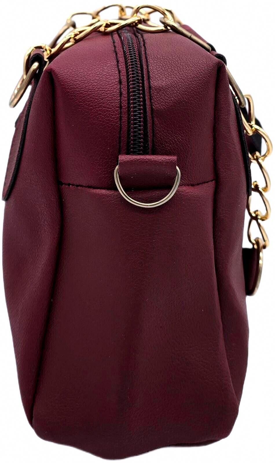 Other Mini Burgundy Faux Leather Crossbody Bag with Fur Charm Size ONE SIZE - 6 Thumbnail