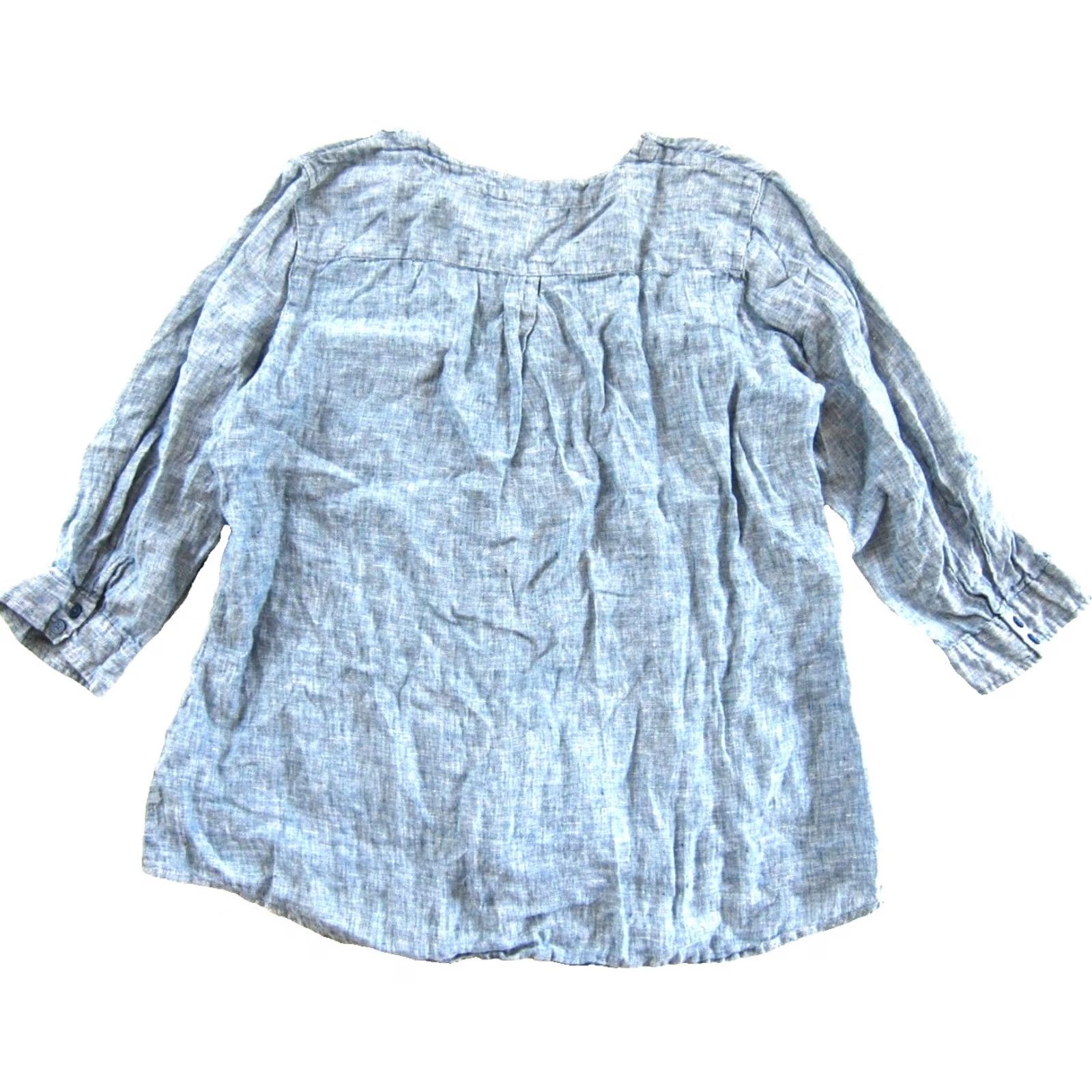 Orvis Orvis Blouse 3/4 Sleeve V-Neck Button Down Pocket Linen Blue Woman XL Size XL / US 12-14 / IT 48-50 - 2 Thumbnail