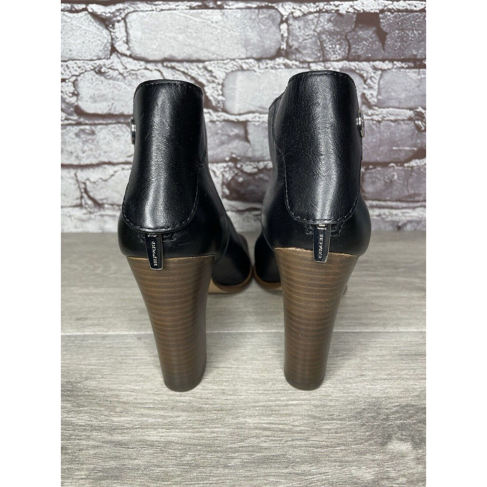 Coach Coach Labelle Black Leather Open Toe Booties Heels Shoes Wom Size US 7 / IT 37 - 4 Thumbnail