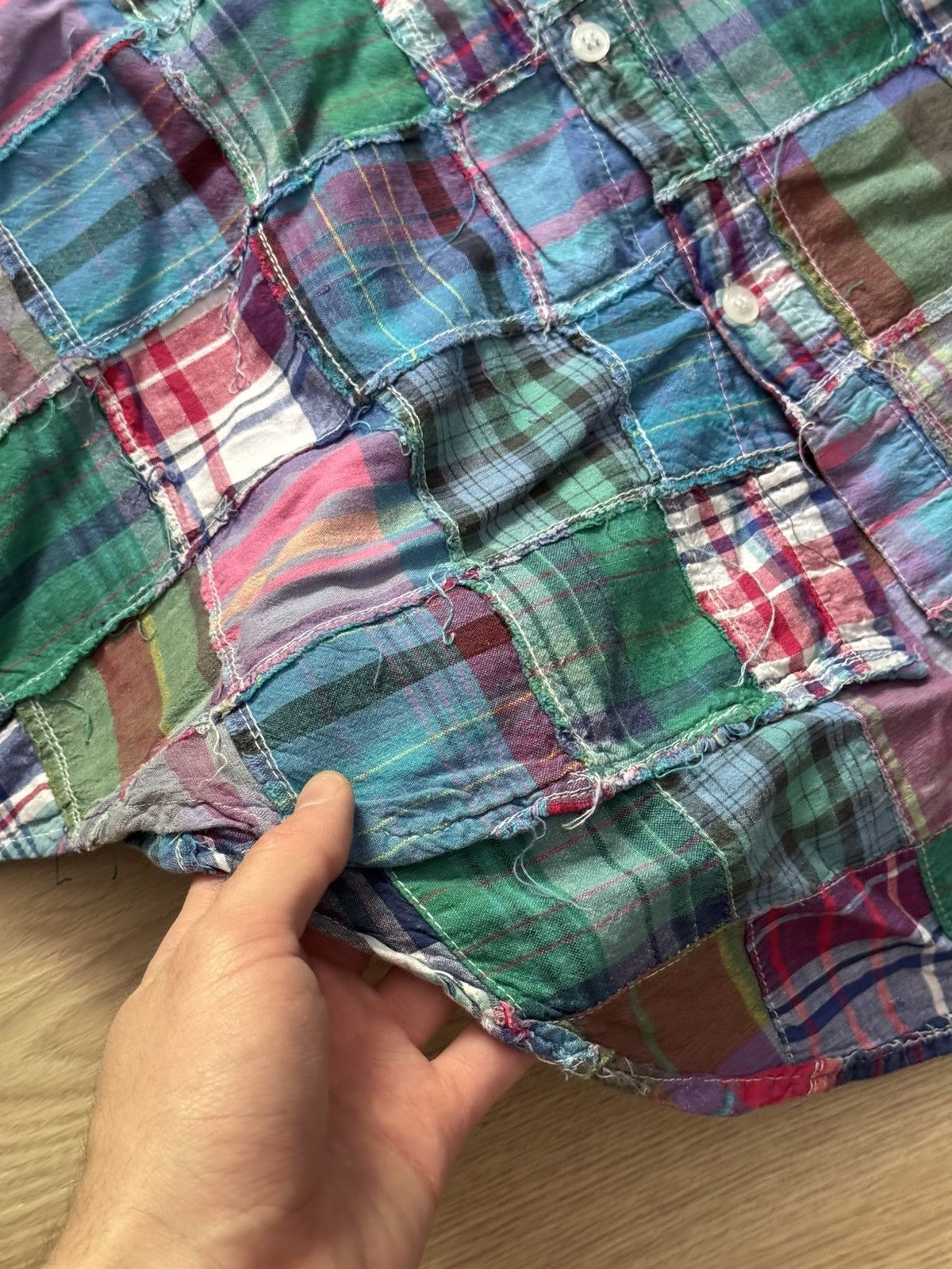 Vintage Vintage 90’s y2k Patchwork Handmade Japanese Rare Shirt Size US XL / EU 56 / 4 - 5 Thumbnail