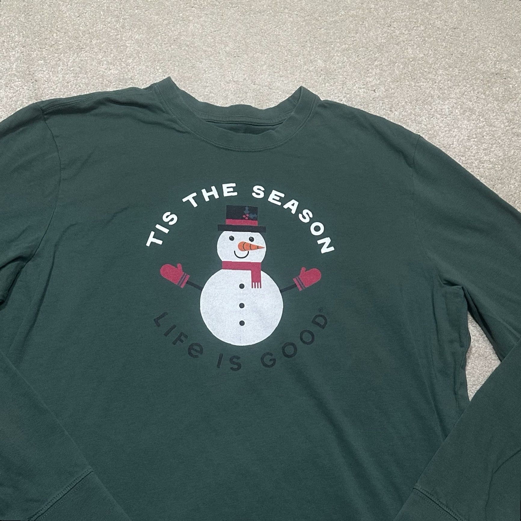 Life is Good Life is Good T Shirt Mens Large Green Long Sleeve Christmas Crusher Tee Shirts Men Green Christmas Life is Good Logo Size US L / EU 52-54 / 3 - 3 Thumbnail