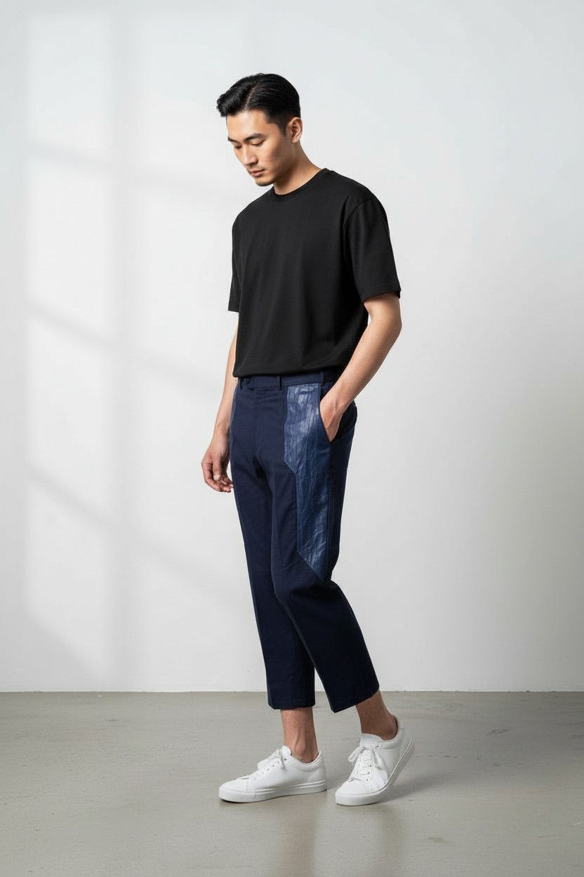 Other Electric Blue Cropped Pants with Real Leather Detail Size US 32 / EU 48 - 1 Thumbnail