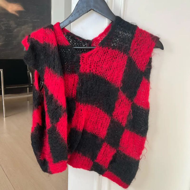 Comme des Garcons COMME des GARÇONS Red and Black Knit Top 0089 Size M / US 6-8 / IT 42-44 - 1 Thumbnail