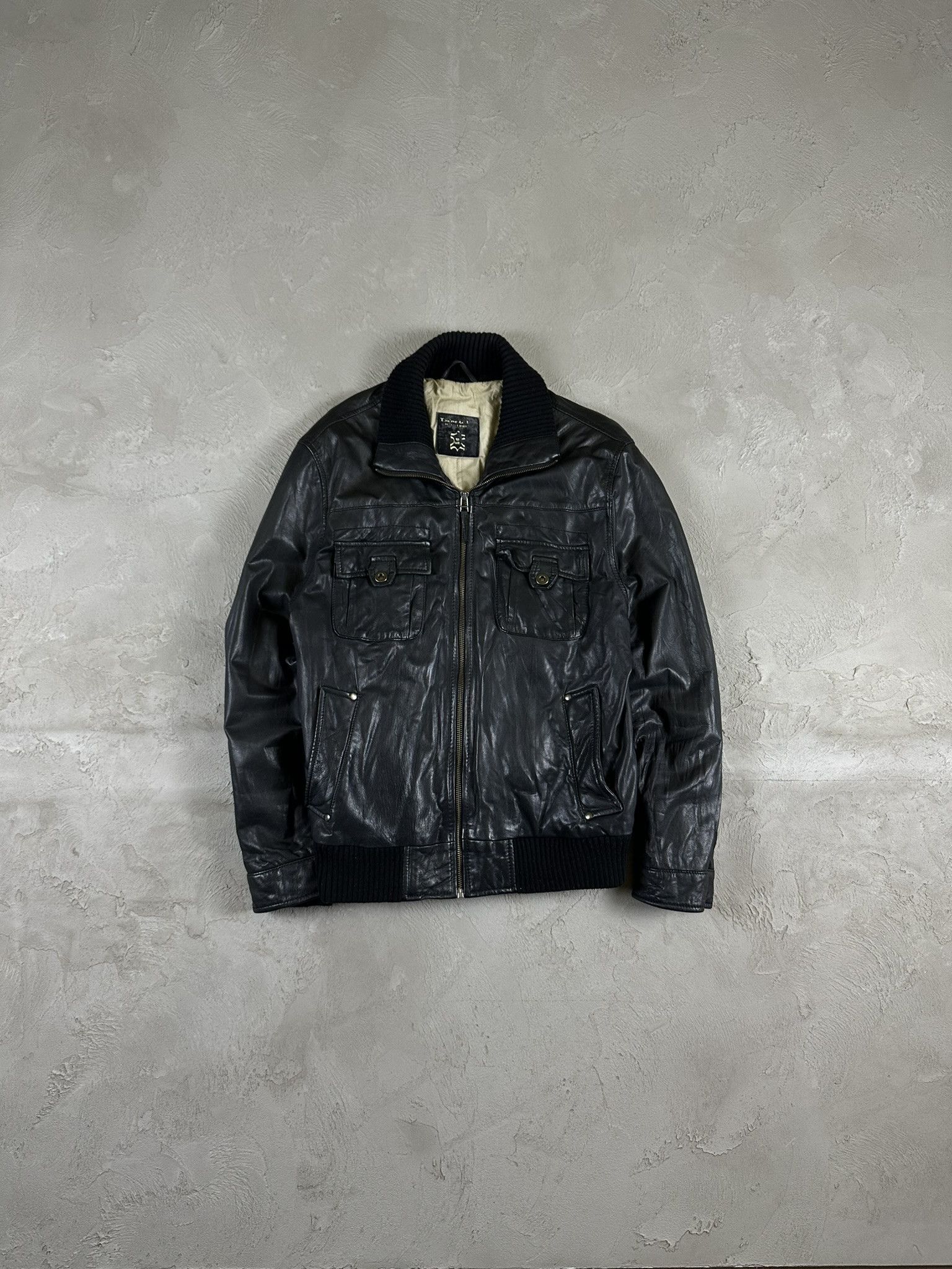 Vintage Vintage Leather Boxy Bomber Jacket Size US S / EU 44-46 / 1 - 1 Thumbnail
