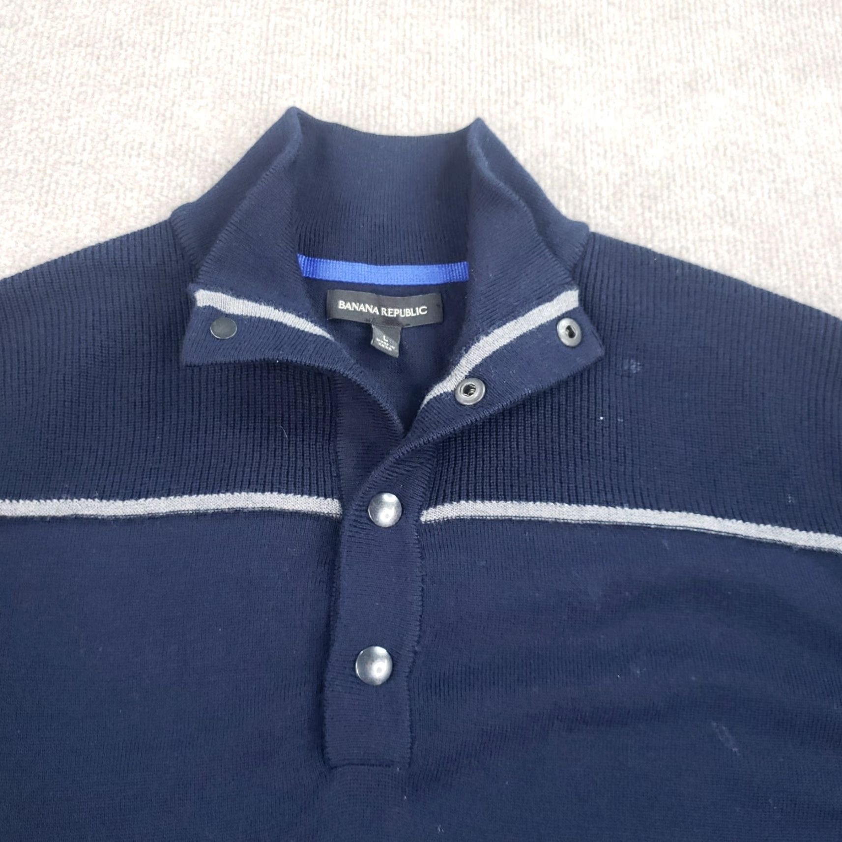 Banana Republic Banana Republic Mens Large Blue Long Sleeve Mock Neck Sweater Size US L / EU 52-54 / 3 - 6 Thumbnail