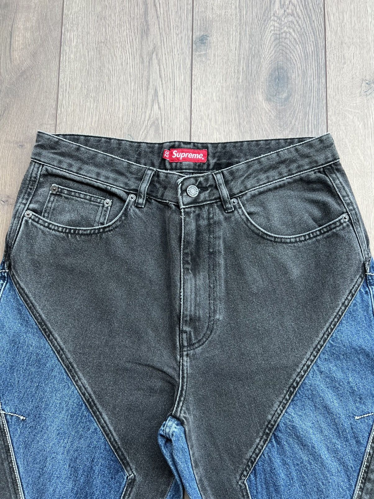 Supreme Supreme 2-Tone Paneled Denim Jeans “Black” 32 Size US 32 / EU 48 - 3 Thumbnail