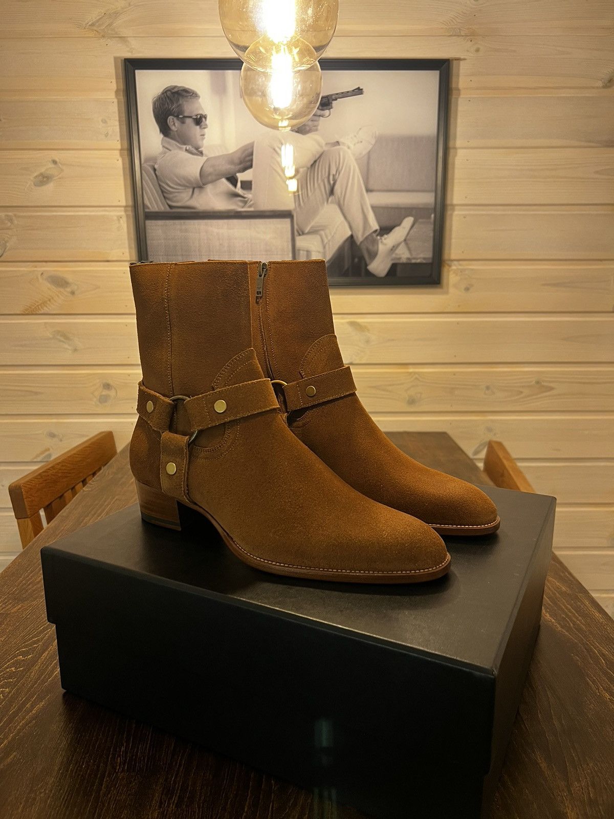 image of Saint Laurent Paris Harness Wyatts Shoes in Brown Hickory, Men's (Size 8)