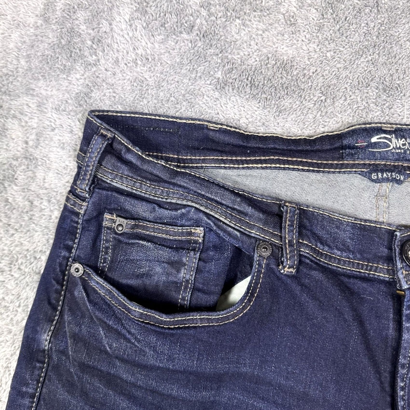 Silver Jeans Co. Silver Jeans Mens Grayson Bootcut Jeans 38x34 Dark Wash Thick Stitch EMC Denim Blue USA Rock Size US 38 / EU 54 - 4 Thumbnail