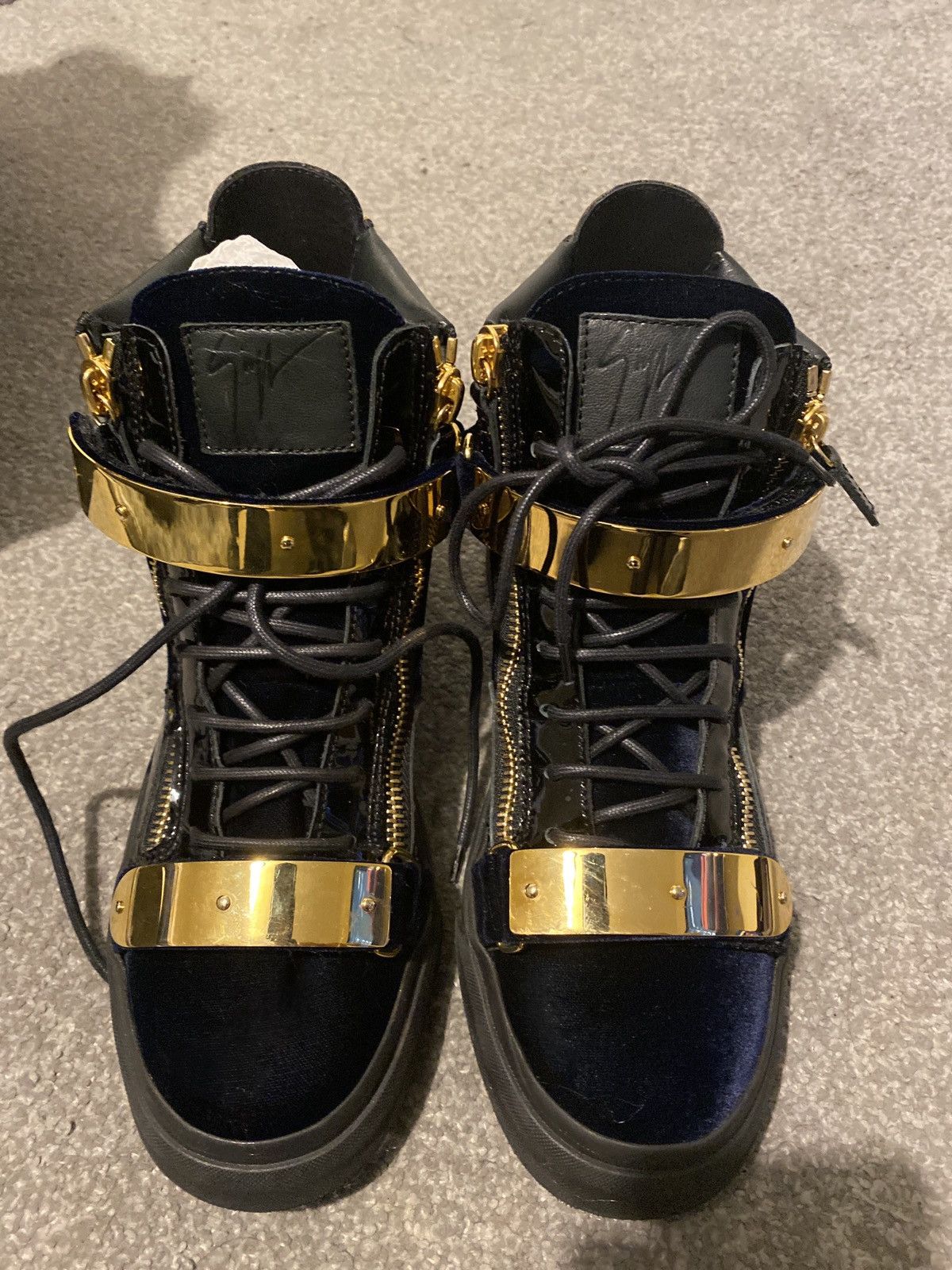 Giuseppe Zanotti Giuseppe Zanotti Navy Blue/Black Coby High Tops Size US 7 / EU 40 - 3 Thumbnail