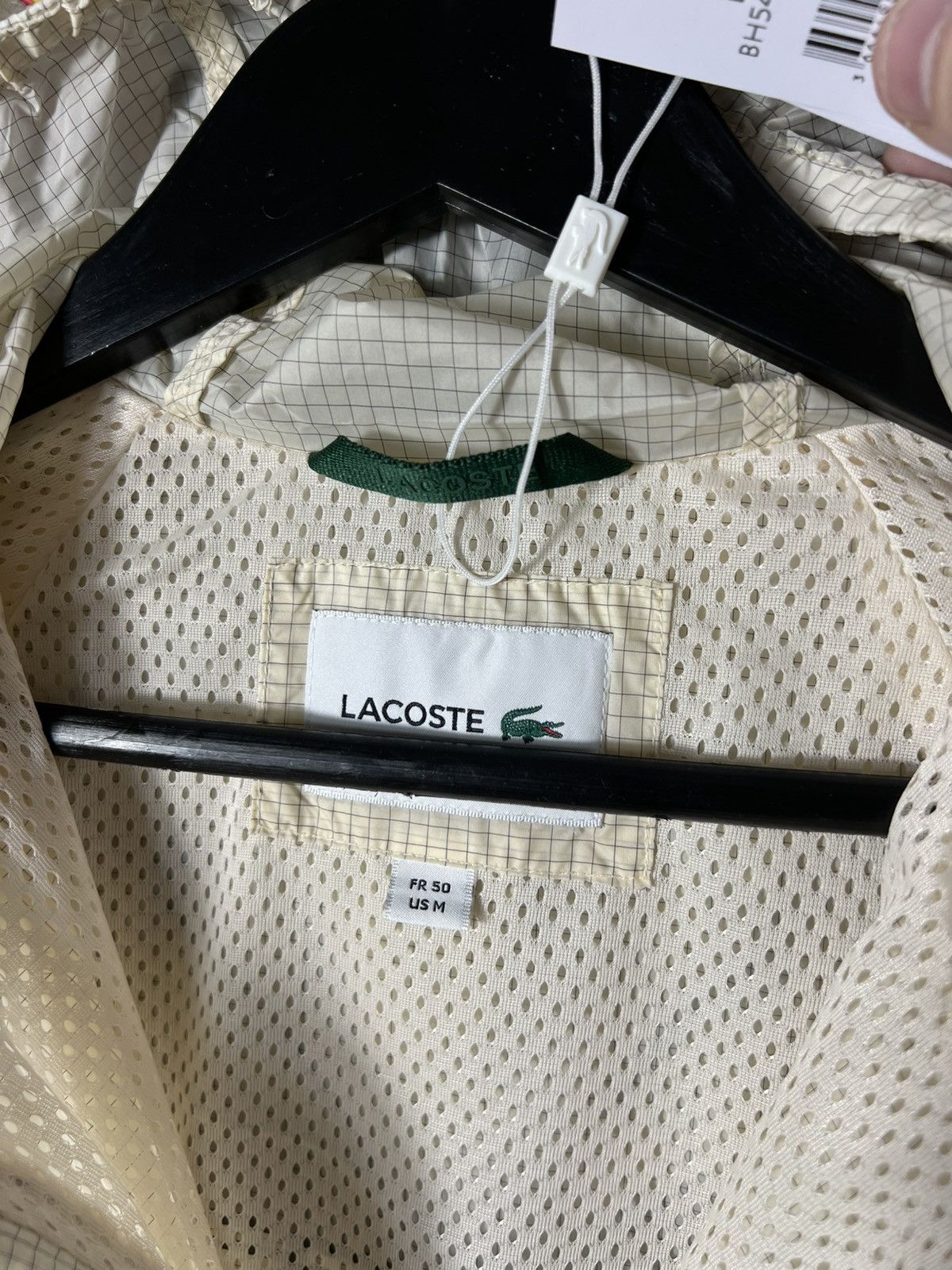 Lacoste 🧥 Lacoste Lightweight Windbreaker Jacket – Cream Grid Size M Size US M / EU 48-50 / 2 - 19 Thumbnail