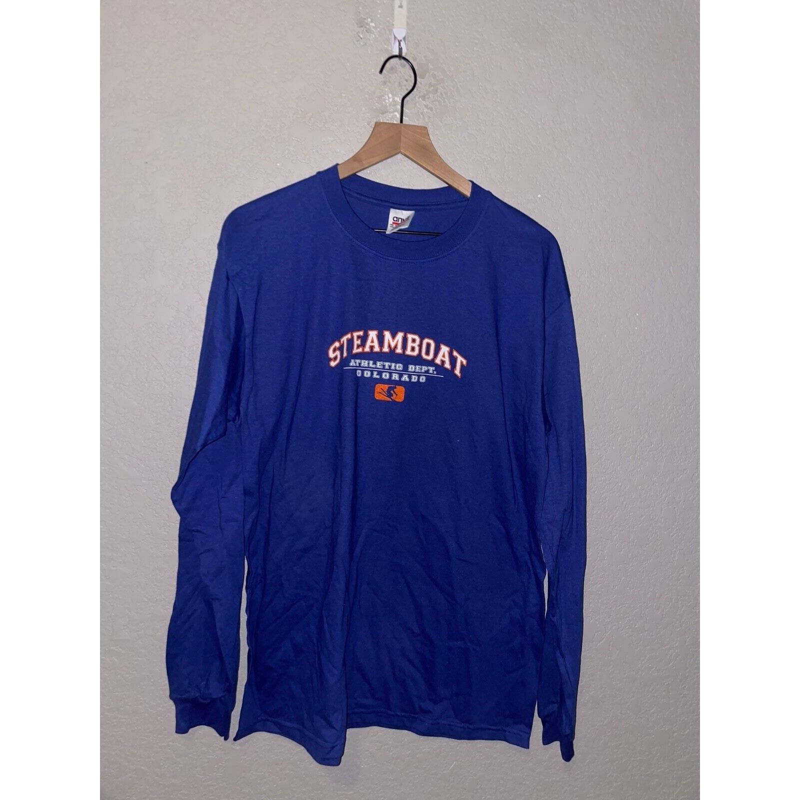 Anvil Vintage Ski Long Sleeve Shirt Steamboat Skiing Blue 90s Size US L / EU 52-54 / 3 - 1 Thumbnail