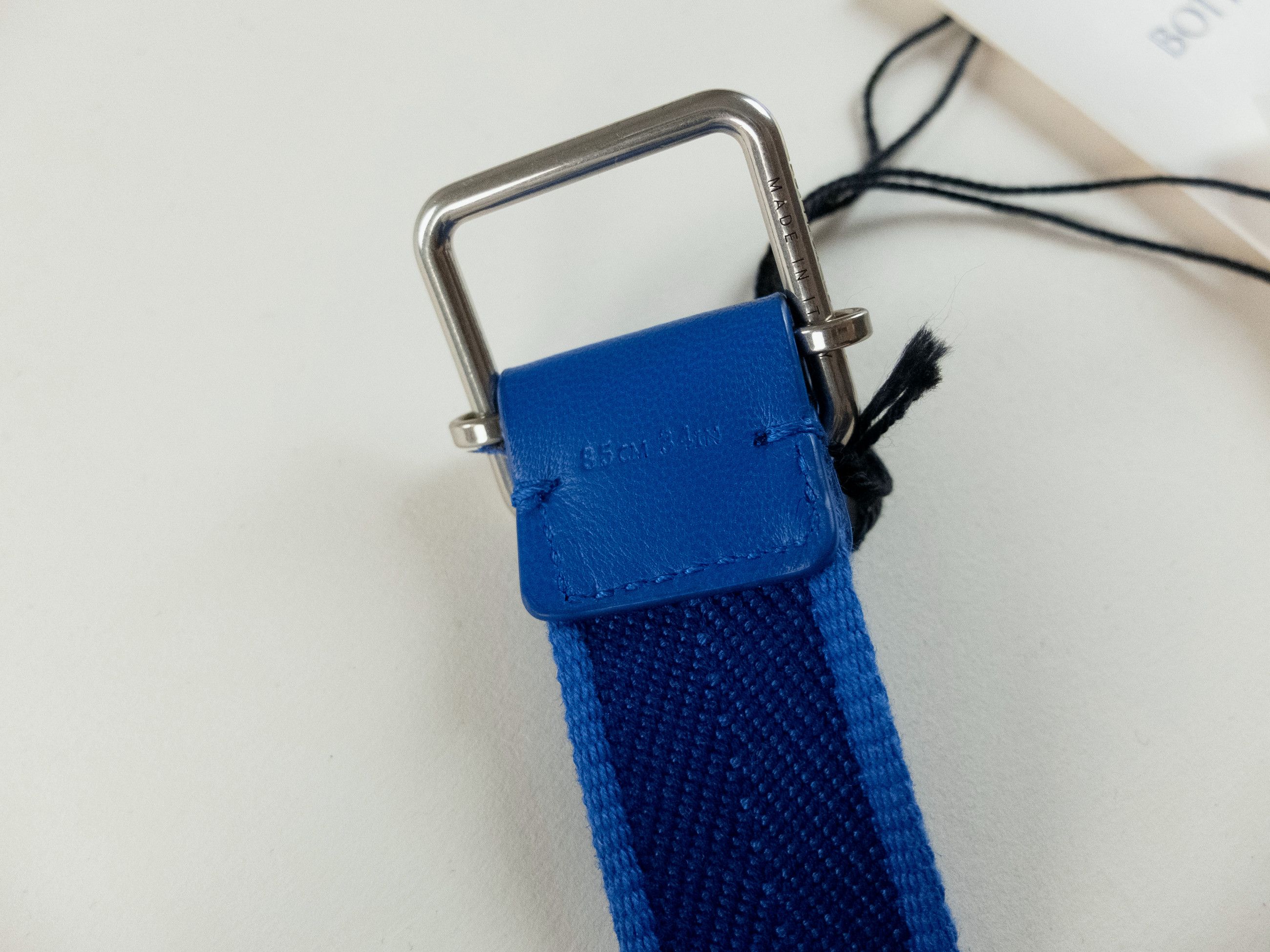 Bottega Veneta BOTTEGA VENETA cobalt blue webbing fabric & leather belt 85 Size 32 - 6 Thumbnail