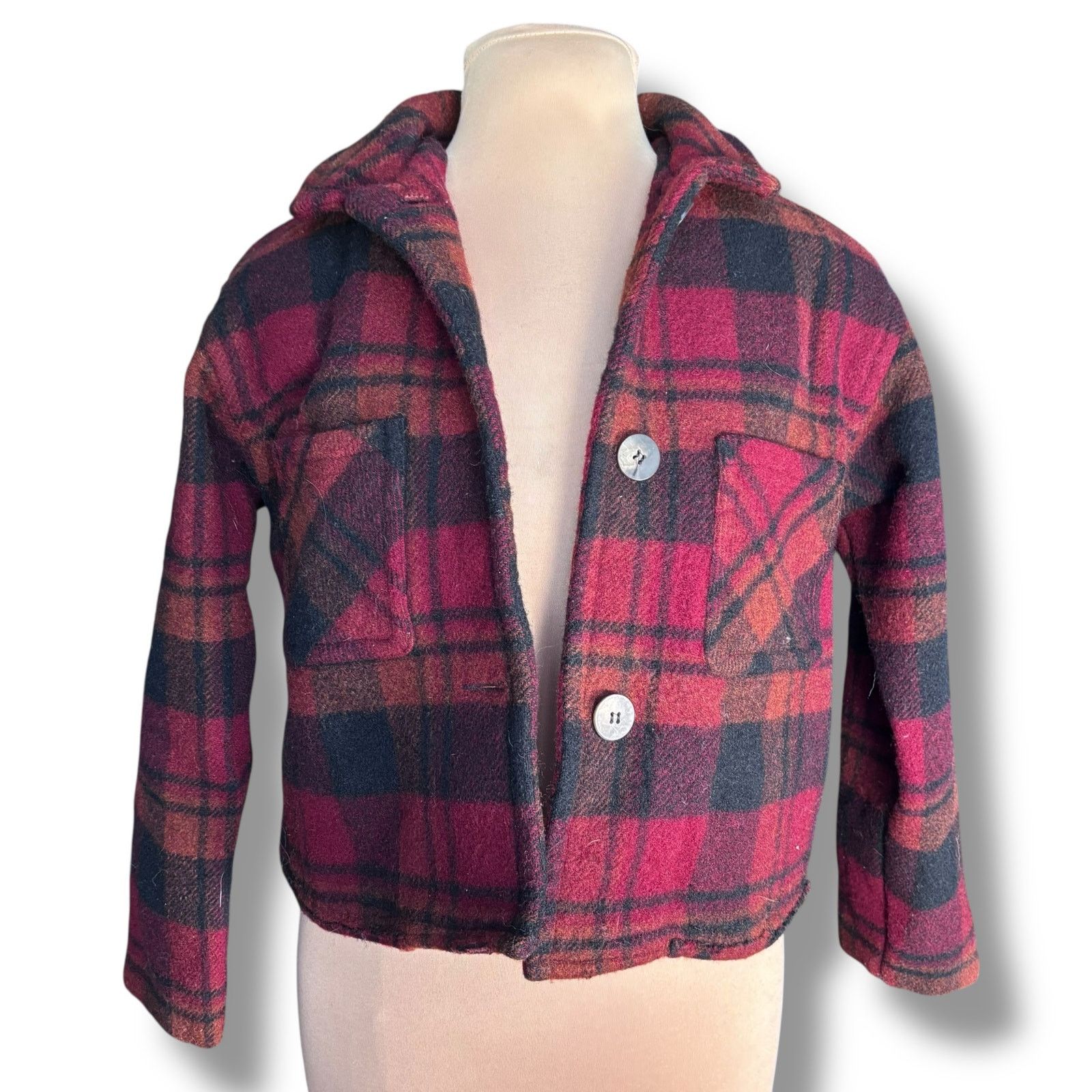 Woolrich Woolen Mills Vintage 90s Woolrich Cropped Red Plaid Jacket Made In USA Size M / US 6-8 / IT 42-44 - 3 Thumbnail