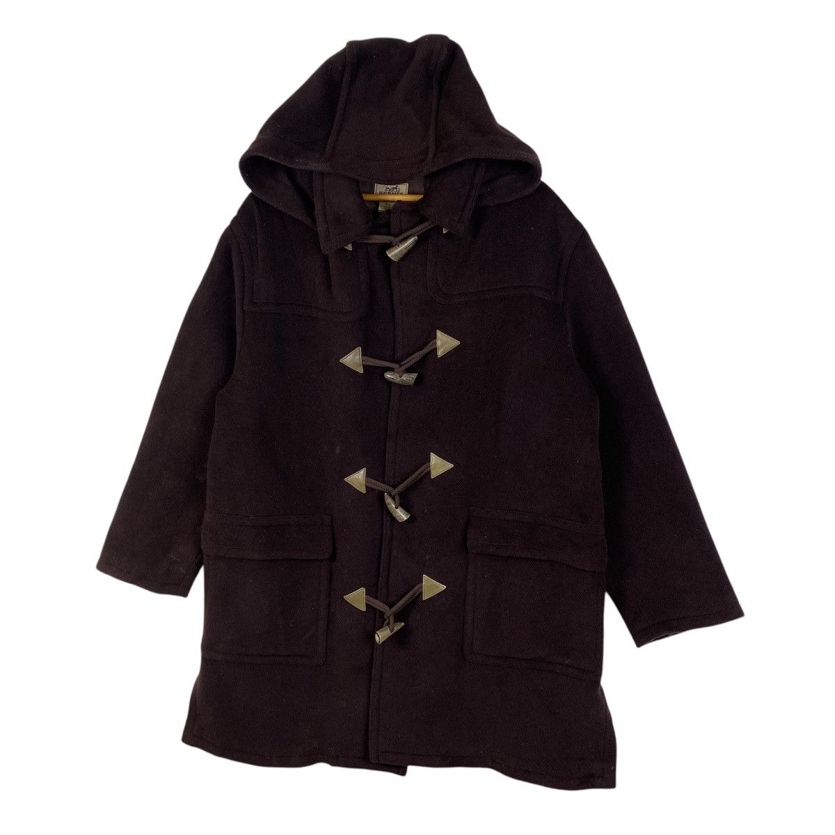 Designer × Hermes HERMES France Designer Toggle Button Wool Duffle Coat Jacket Size US XL / EU 56 / 4 - 4 Thumbnail