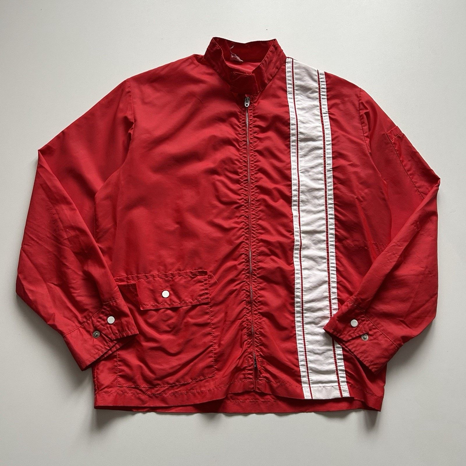 Vintage Vintage 70s Nylon Windbreaker Jacket Small Red Racing Stripe Size US S / EU 44-46 / 1 - 1 Thumbnail