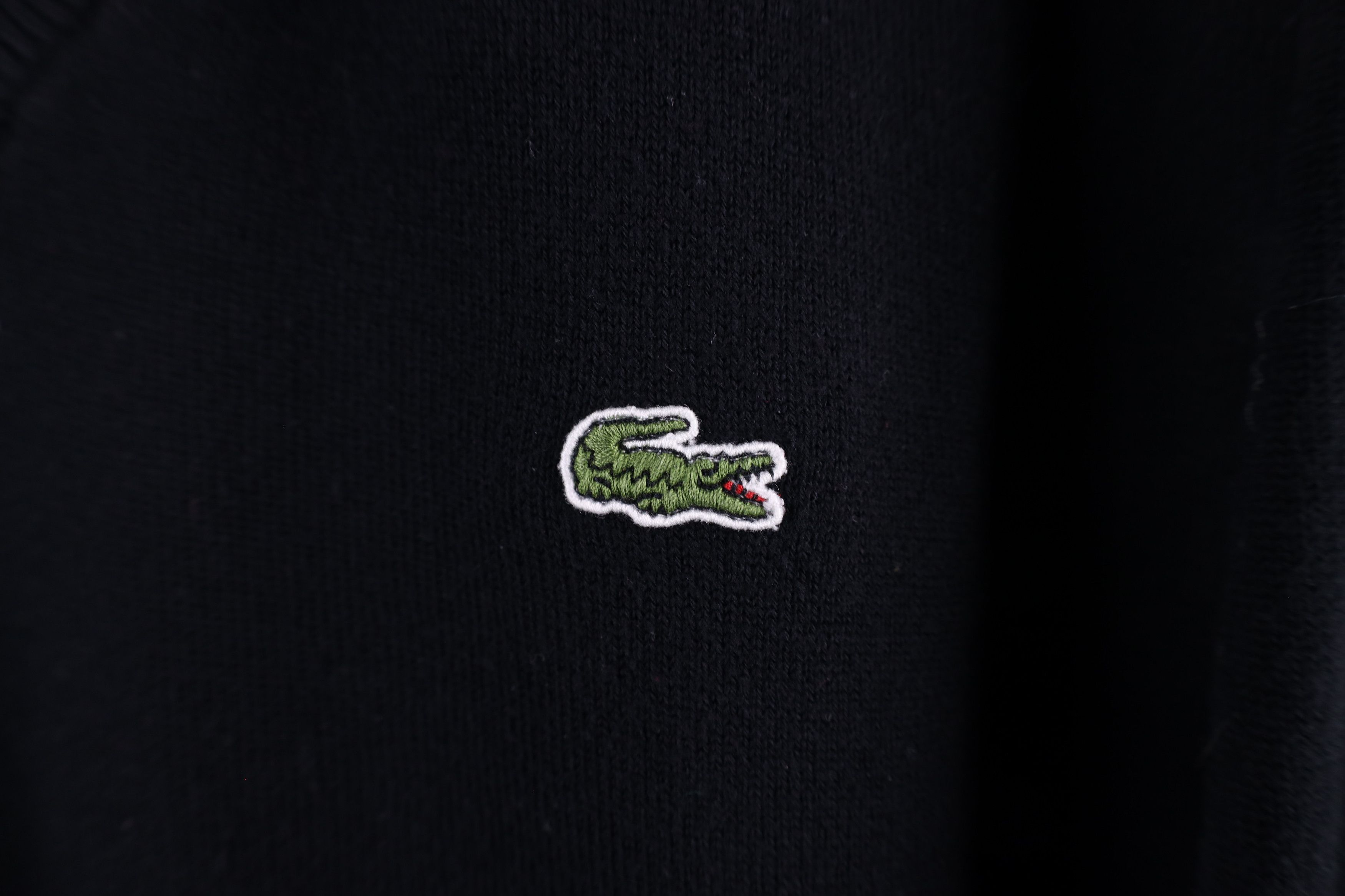 Lacoste × Vintage Vintage Lacoste Croc Logo Cotton Knit V-Neck Sweater Black Size US M / EU 48-50 / 2 - 4 Thumbnail