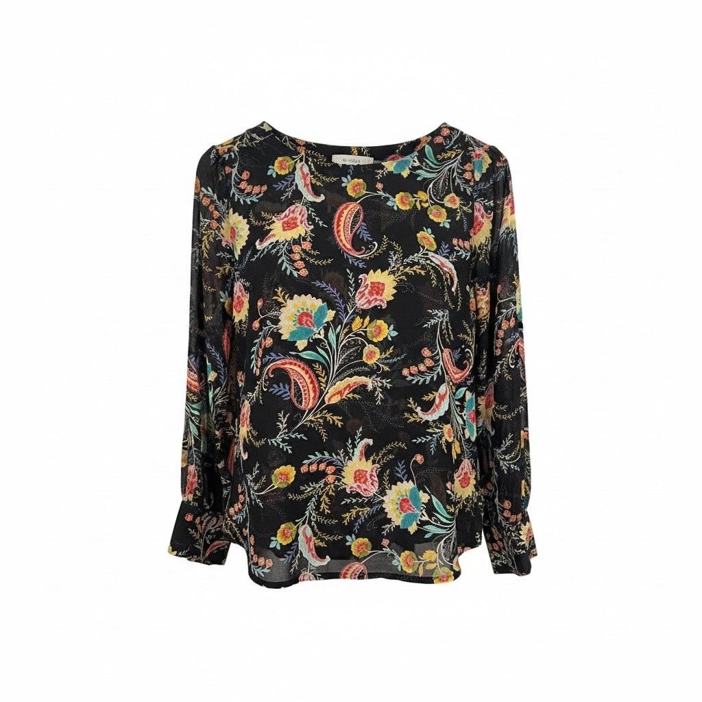 Loft LOFT Black Floral & Paisley Long Sleeve Blouse – Size XS Size XS / US 0-2 / IT 36-38 - 1 Thumbnail