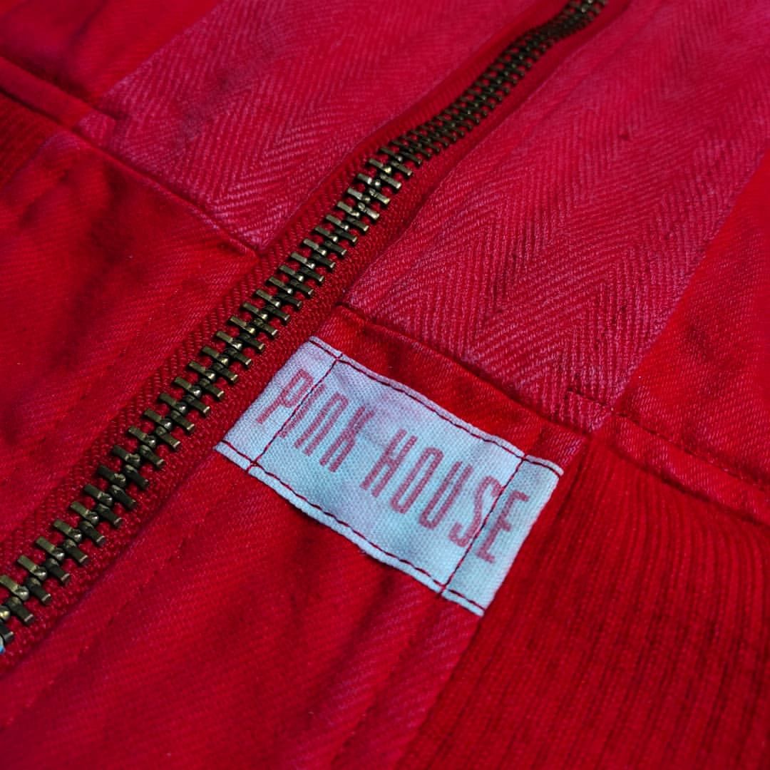 14th Addiction Vintage pink house red bomber jacket Size US L / EU 52-54 / 3 - 10 Thumbnail