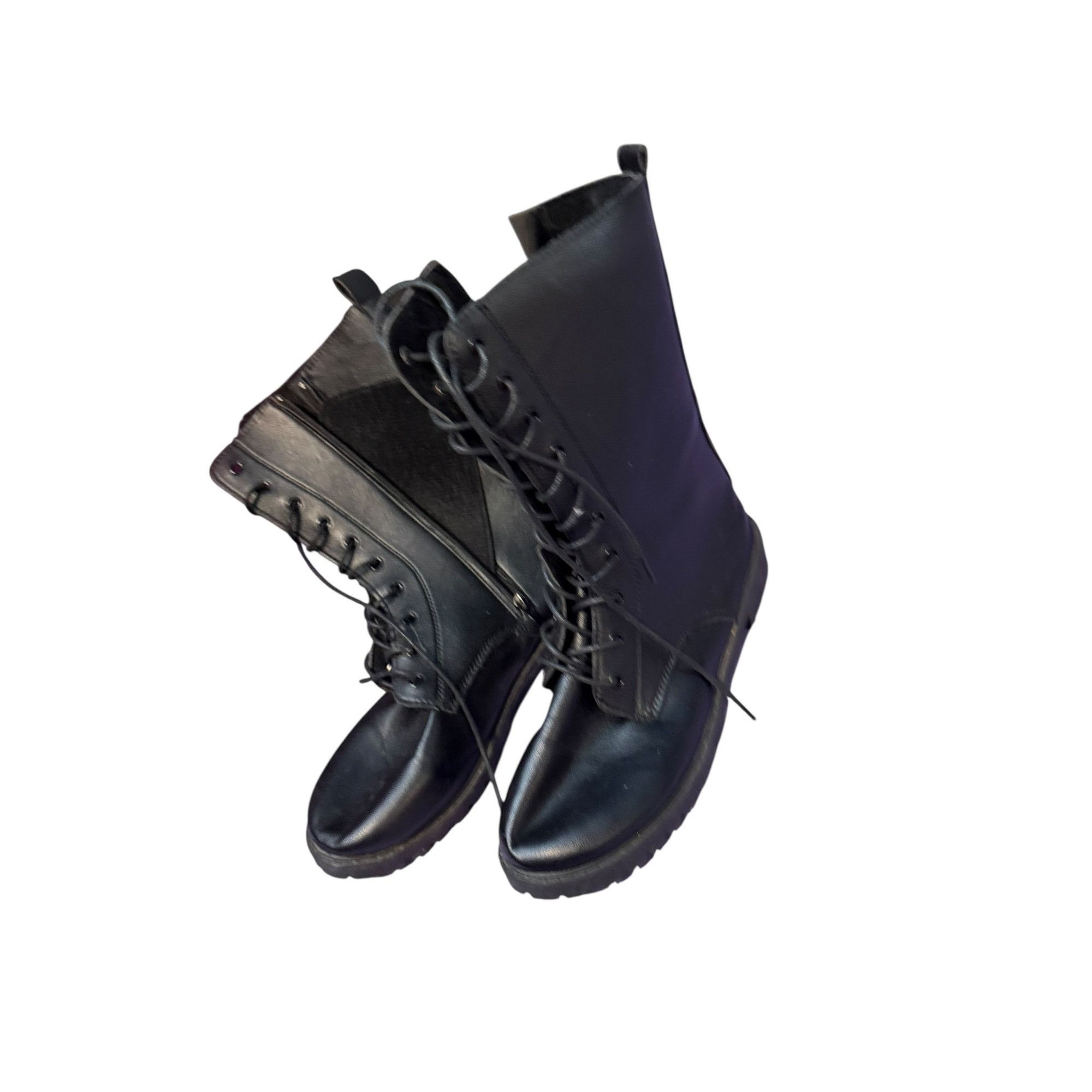 Other Black Combat Boots Lace-Up Side Zip Women’s Size 10 (EU 42) Size US 10 / IT 40 - 1 Thumbnail