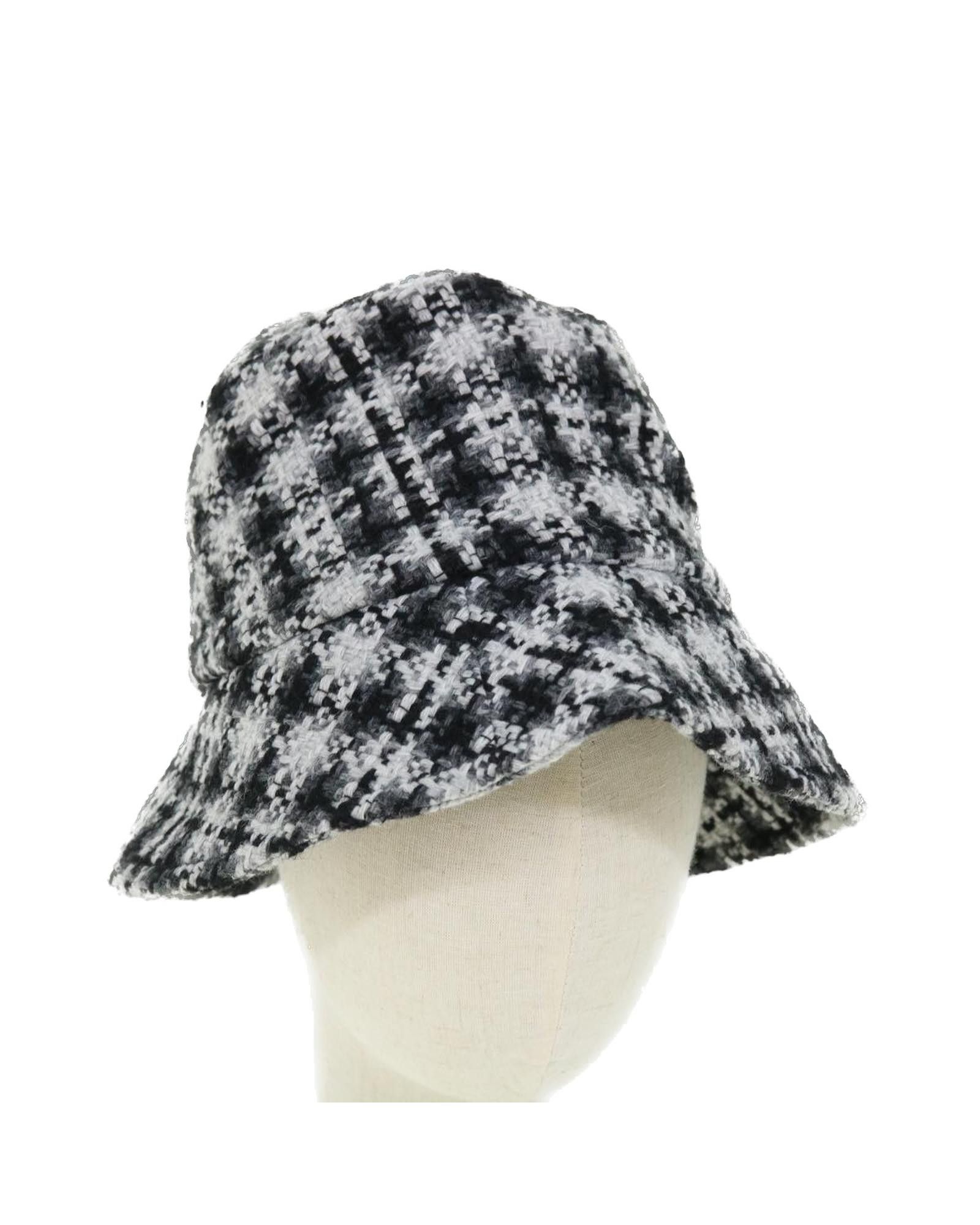 image of Chanel Black And White Wool Coco Mark Hat, Women's