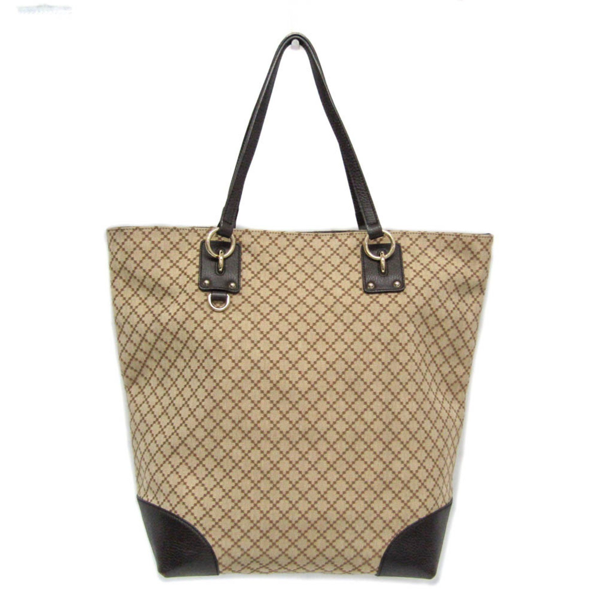 Gucci Gucci Diamante 353702 Women's Leather,Canvas Shoulder Bag,Tote Bag Beige,Dark Brown Size ONE SIZE - 1 Thumbnail