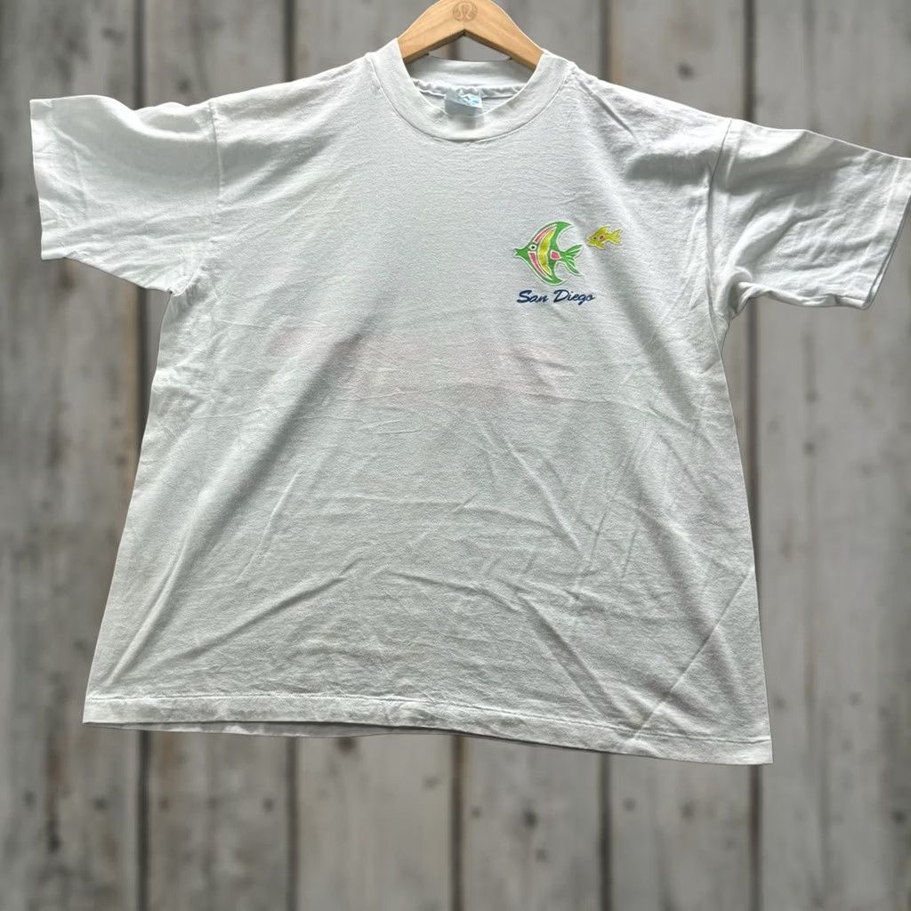 Hanes VINTAGE Hanes Shirt Mens XL White San Diego Fish Graphic Tee Fifty-Fifty Size US XL / EU 56 / 4 - 1 Thumbnail