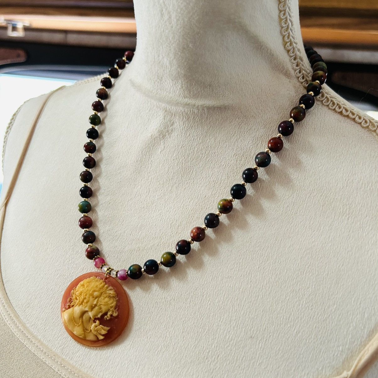 Handmade Handcrafted genuine blood stone elbaite vintage necklace Size ONE SIZE - 3 Thumbnail