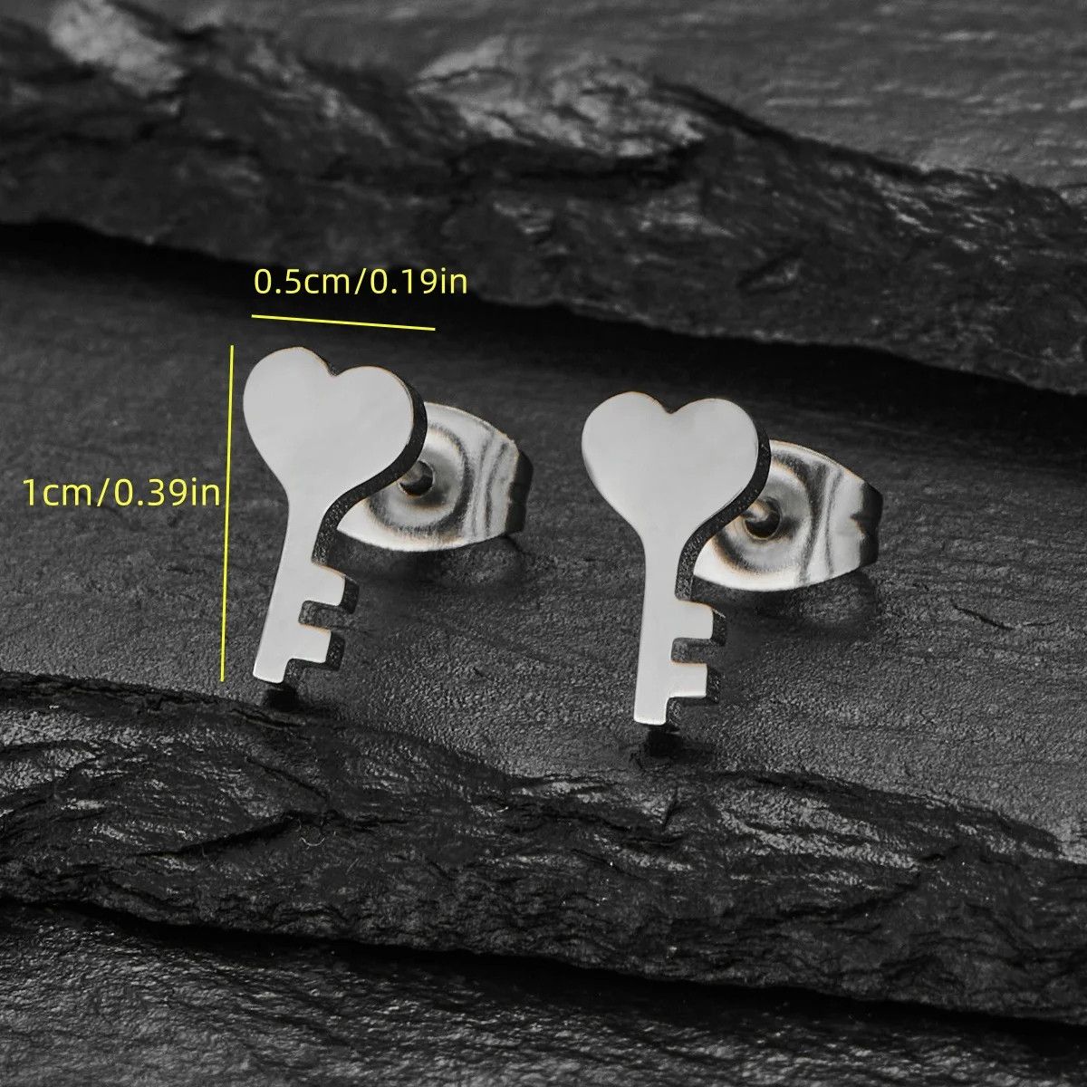 Jewelry Keys Love Heart Mini Stud Earrings Charm Earring Gift Size ONE SIZE - 2 Thumbnail