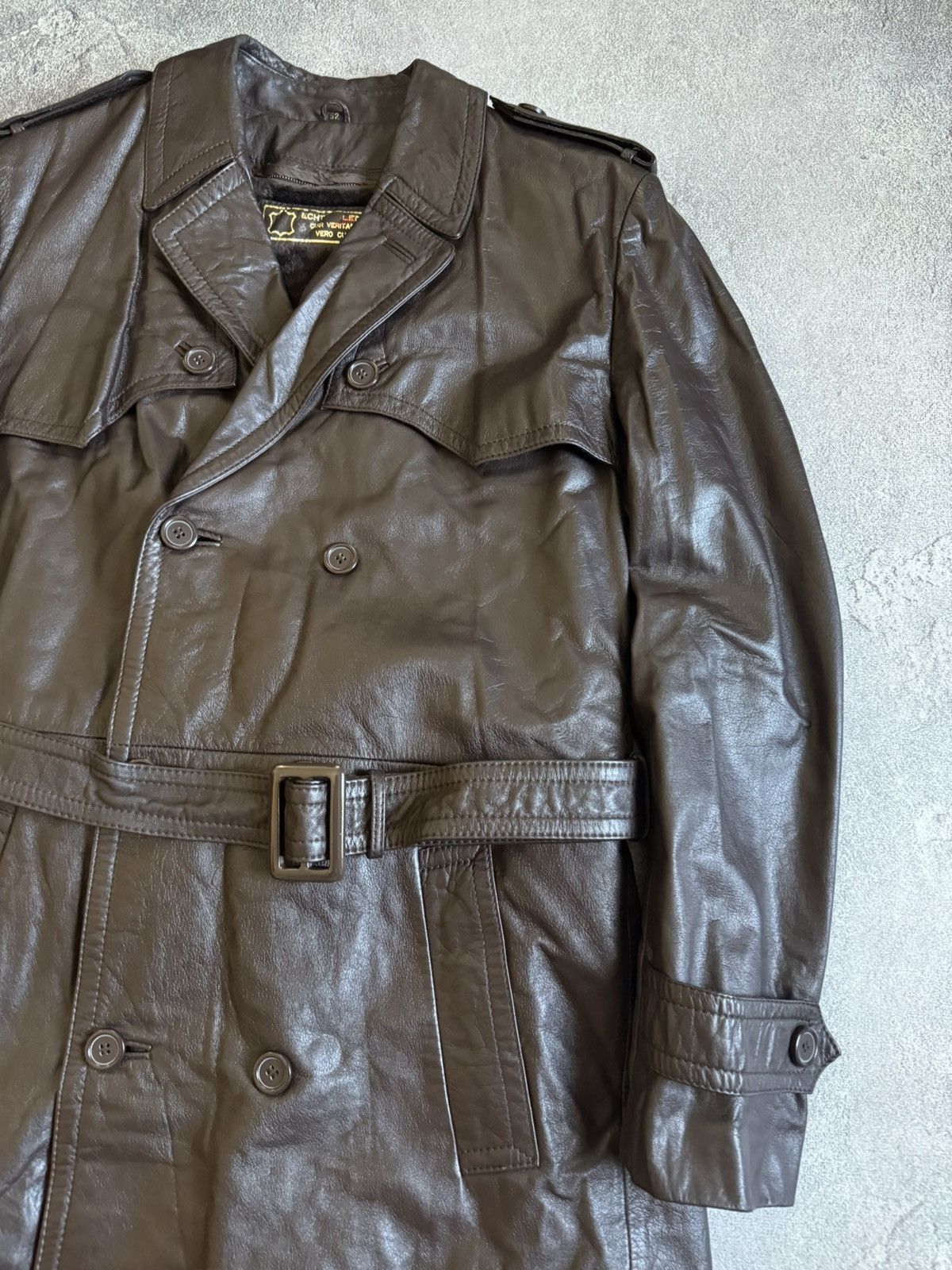 Genuine Leather Retro 52size vintage leather brown coat jacket + lining 90s Size US L / EU 52-54 / 3 - 4 Thumbnail