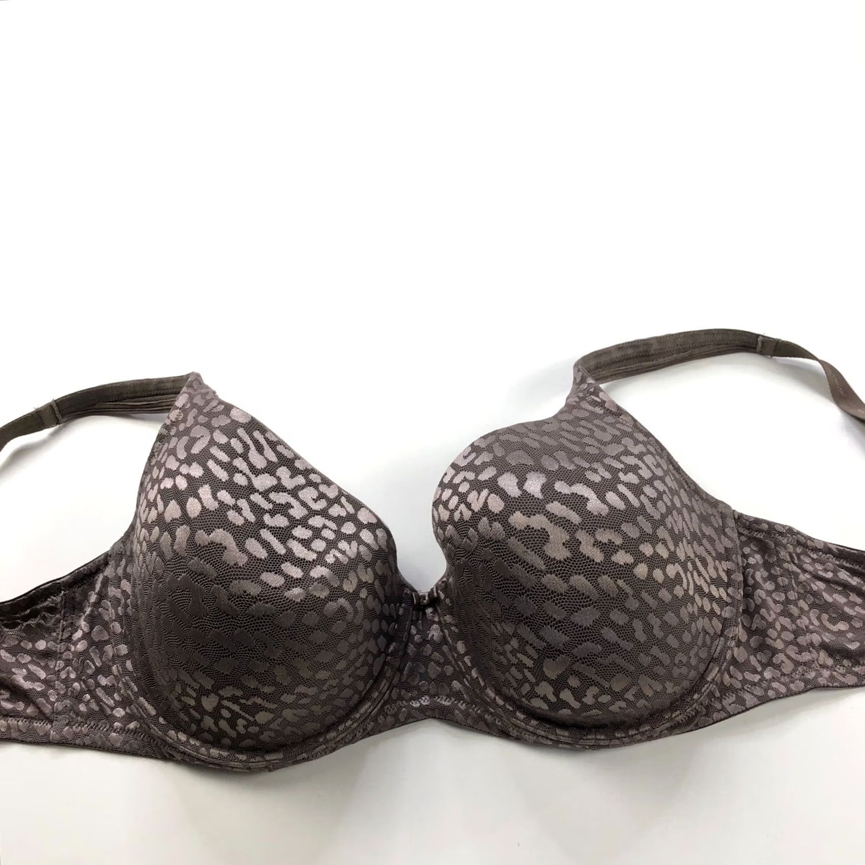 Vintage Soma Bra 38DDD Lace Padded Underwired Nylon Spandex Beige Purple Brown MINT" Size ONE SIZE - 2 Thumbnail