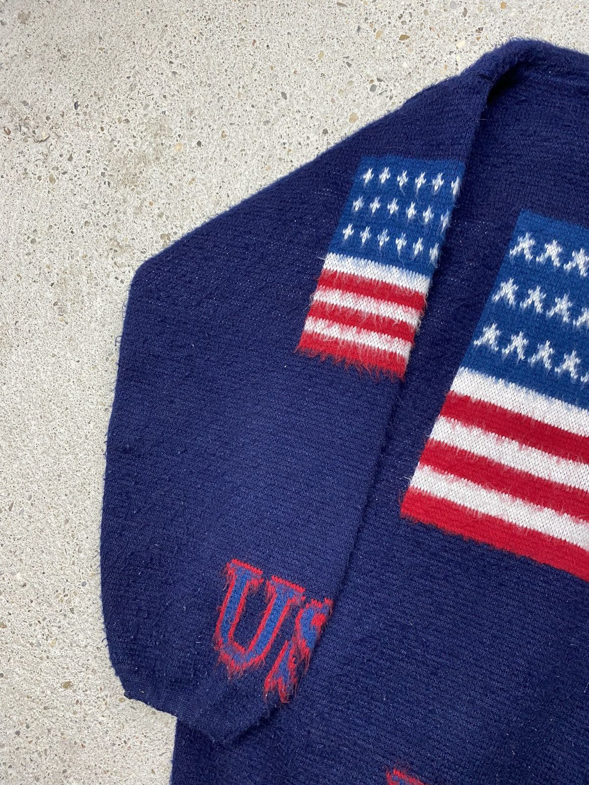 Vintage Vintage usa knitted mohair hoodie flag patriotic ovwrsized Size US L / EU 52-54 / 3 - 7 Thumbnail