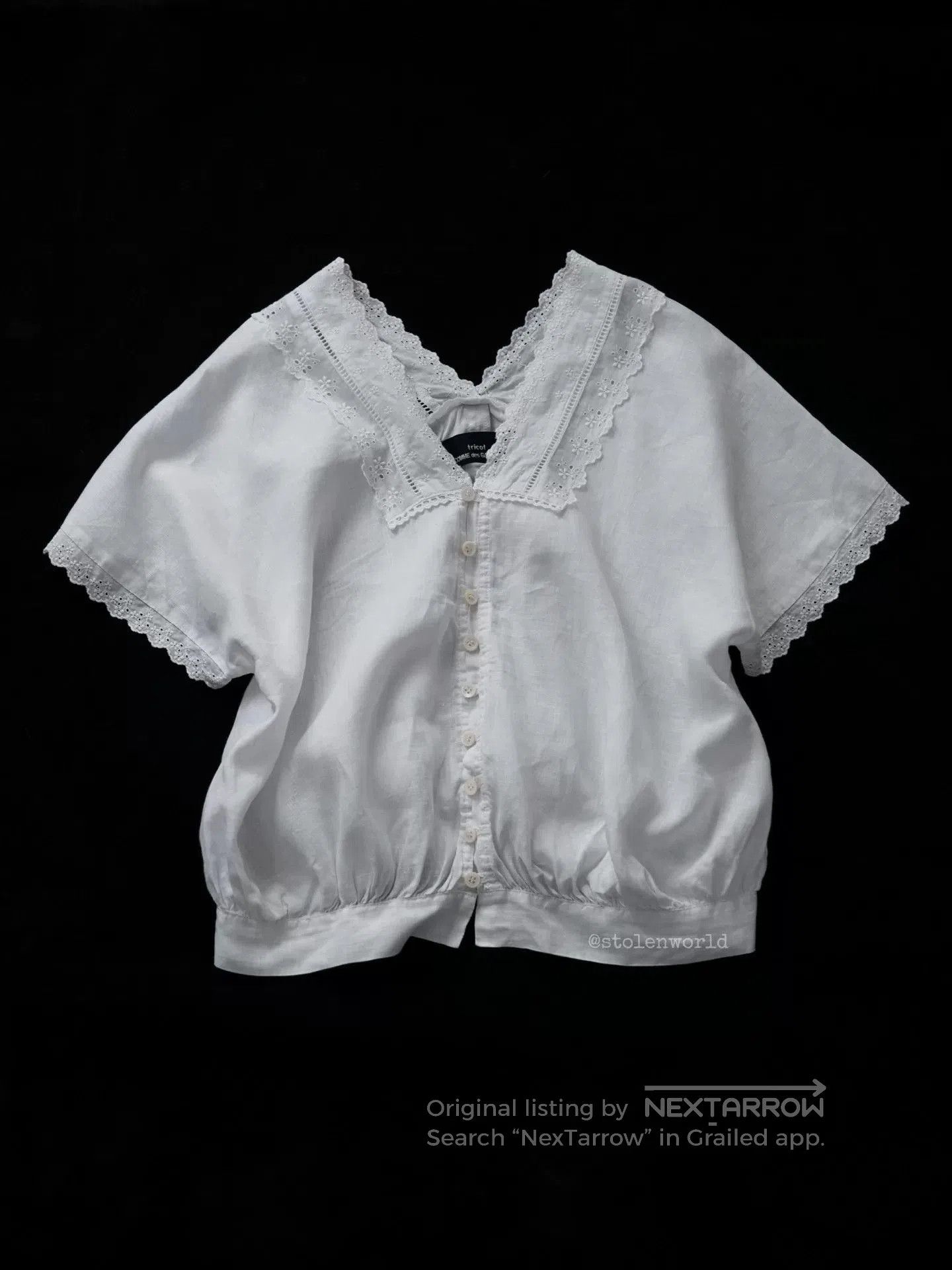 comme des garçons linen lace top.