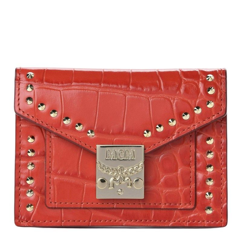 MCM women's Red Crocodile Embossed Leather Mini Flap Coin Size ONE SIZE - 1 Thumbnail