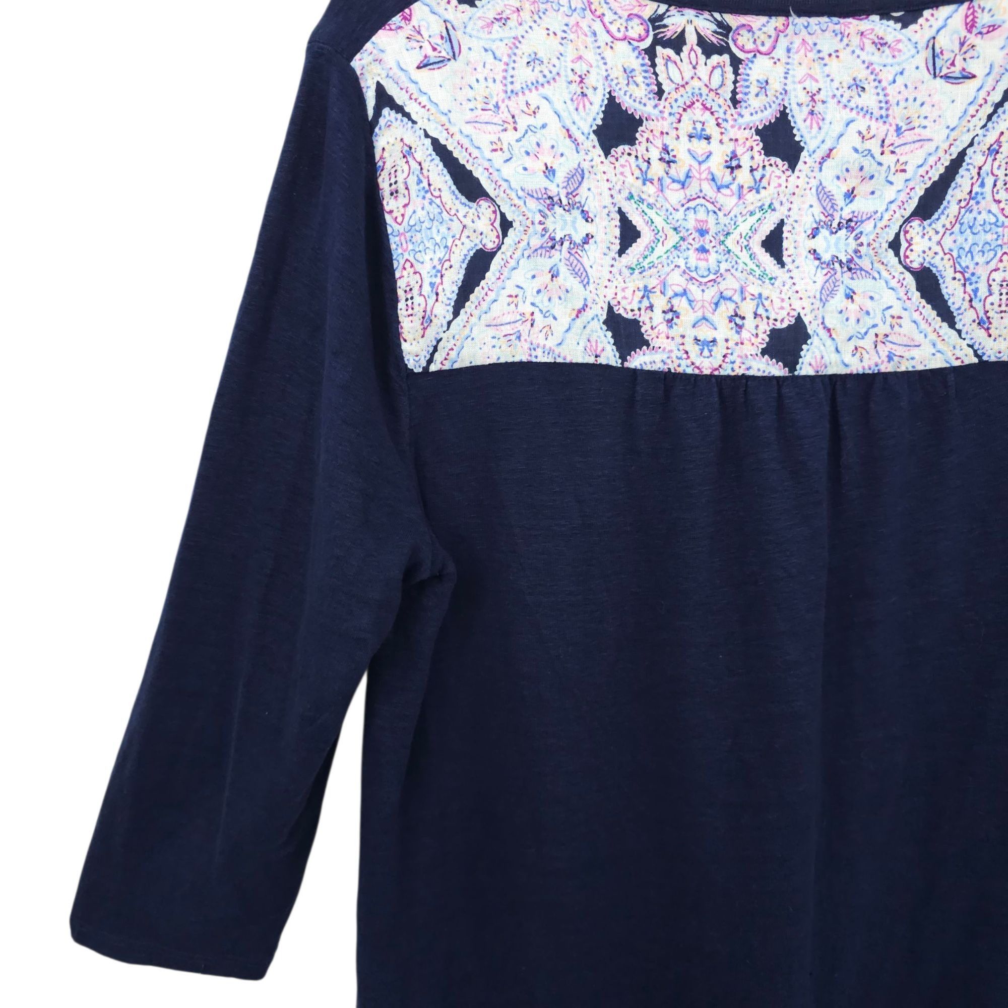 Chicos Chicos Pullover Top Womens 2 US L Paisley Linen 3/4 Sleeve Size L / US 10 / IT 46 - 14 Thumbnail