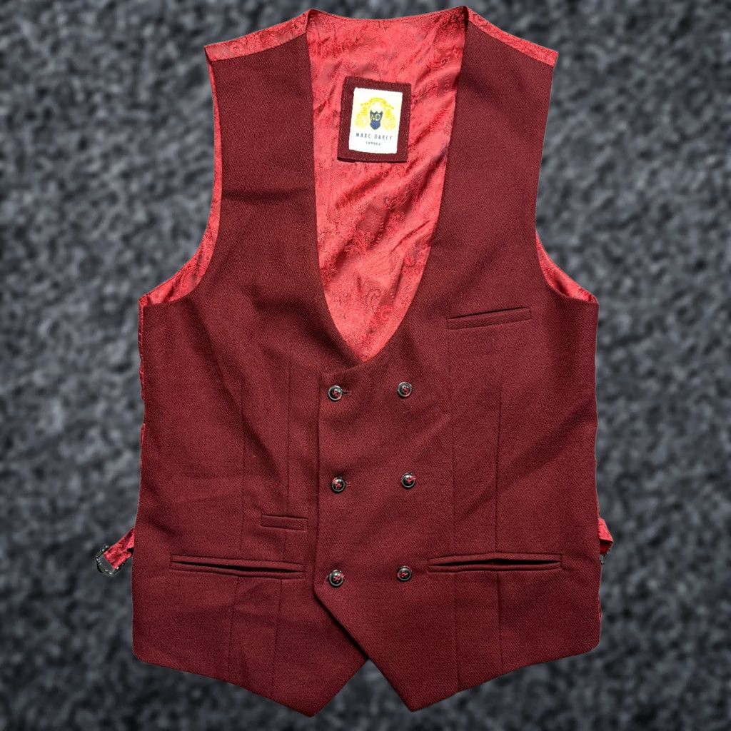 Marcs Marc Darcy Kelvin Red Paisley Vest Waistcoat Mens 38 Suit Gilet Vest Style 3 Piece Mens Size 38 Red Paisley Pattern Shirtless? Size US XXS / EU 40 - 1 Thumbnail
