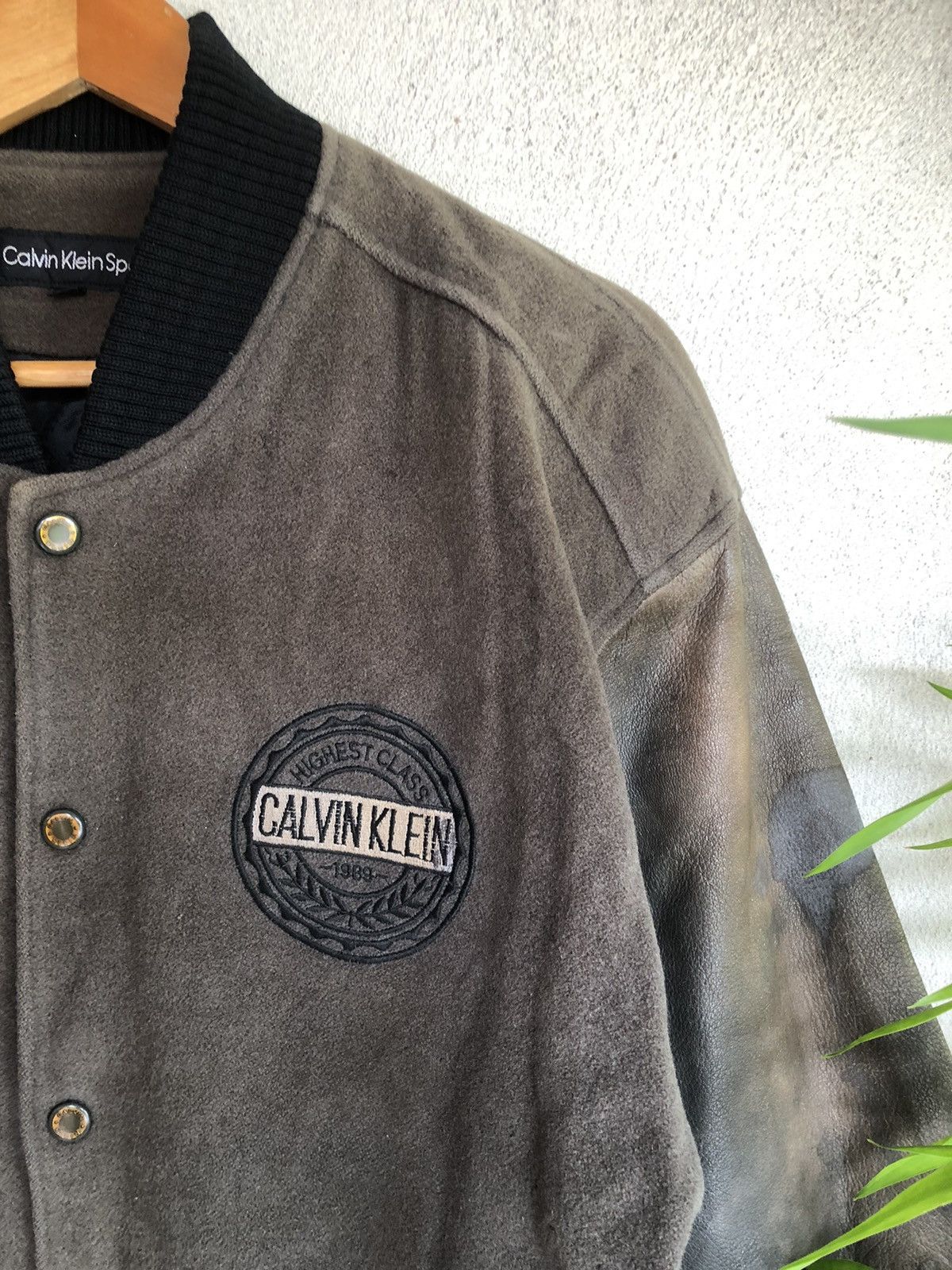 Calvin Klein × Japanese Brand × Vintage Vintage Calvin Klein Sport Varsity Half Leather Jacket Size US L / EU 52-54 / 3 - 7 Thumbnail