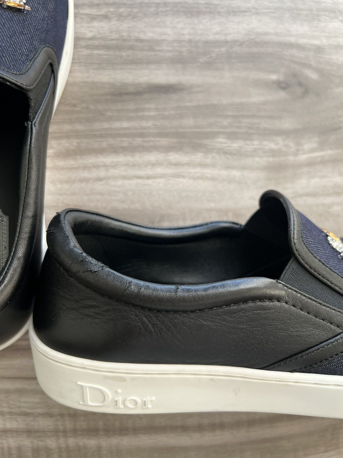 Dior Christian Dior Navy Denim Leather Bee Slip-On Size 8 Women’s Size US 8 / IT 38 - 9 Thumbnail