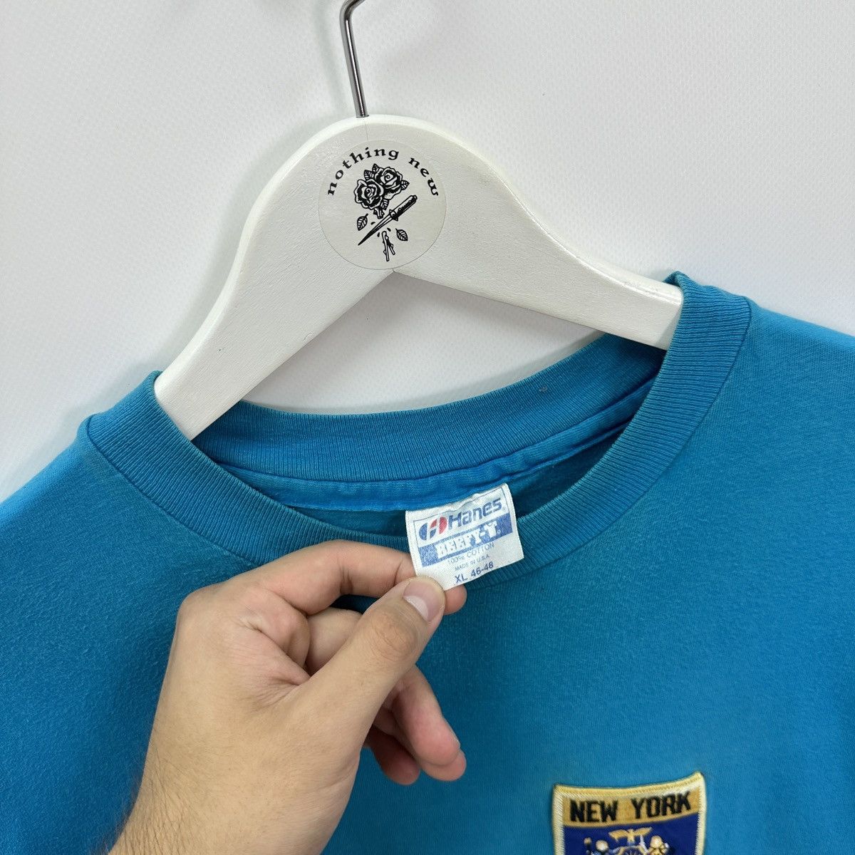 Vintage Vintage 90s New York Embroidered logo Hanes tee y2k single Size US XL / EU 56 / 4 - 6 Thumbnail