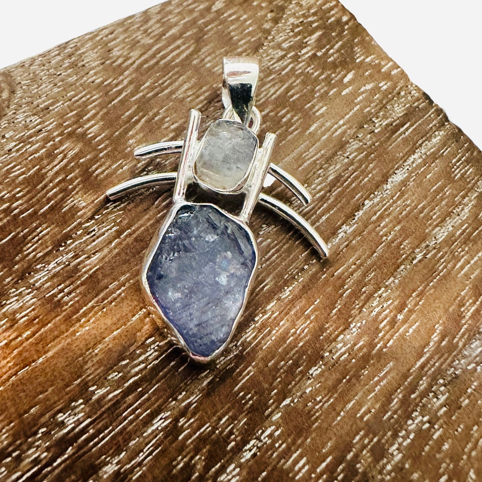 The Unbranded Brand Raw Tanzanite Crystal Rainbow Moonstone Sterling Pendant Size ONE SIZE - 2 Thumbnail