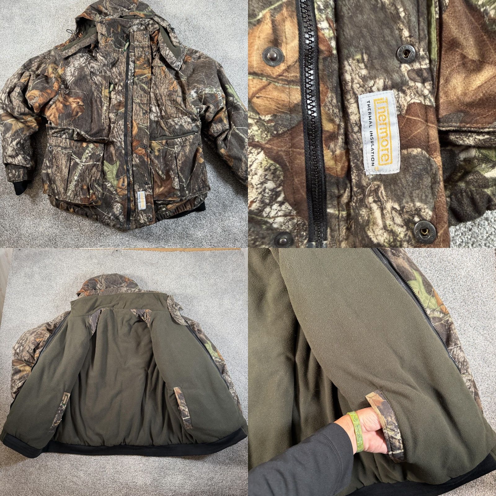 Remington 3-in-1 Insulated Hunting Jacket Mens XL Camo Multi Guard Thermore Coat