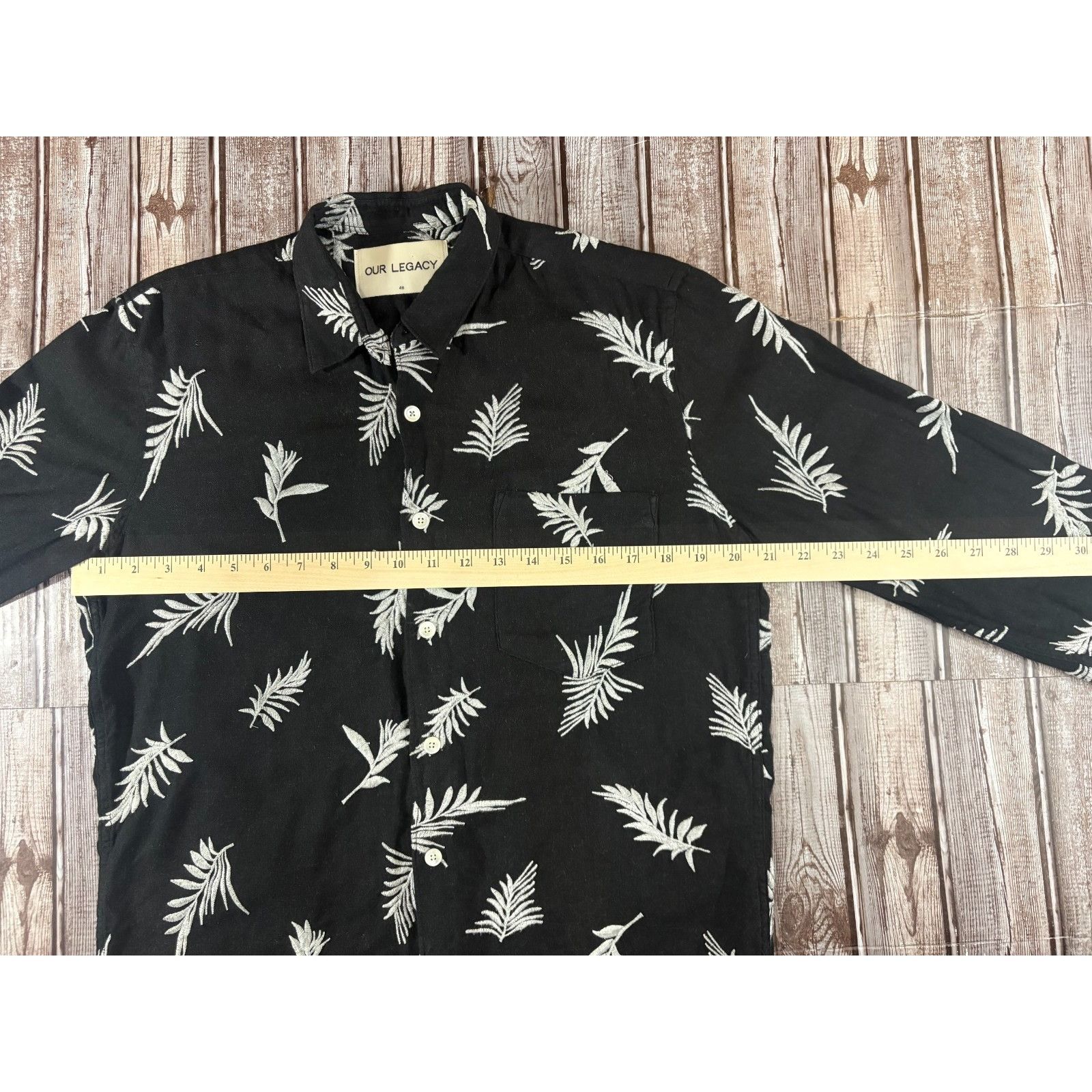 Our Legacy Our Legacy wool blend Embroidered leaf shirt color black whi Size US XXL / EU 58 / 5 - 6 Thumbnail