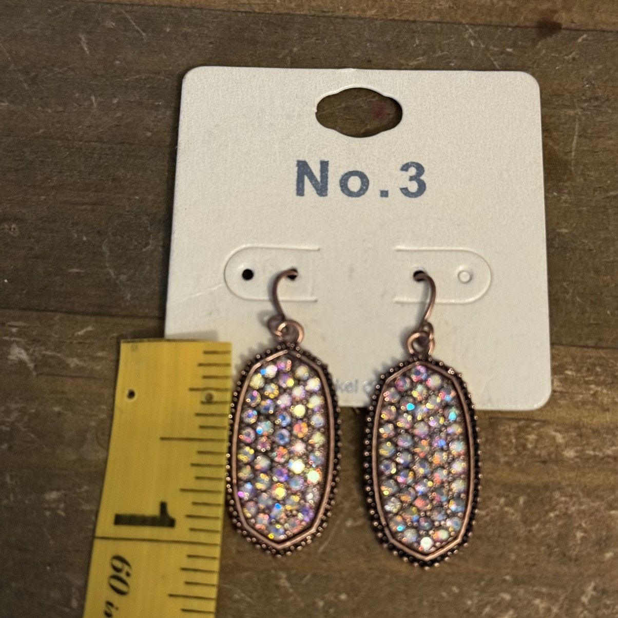 Other No. 3 bronze tone oval AB rhinestone dangle earrings Size ONE SIZE - 4 Thumbnail